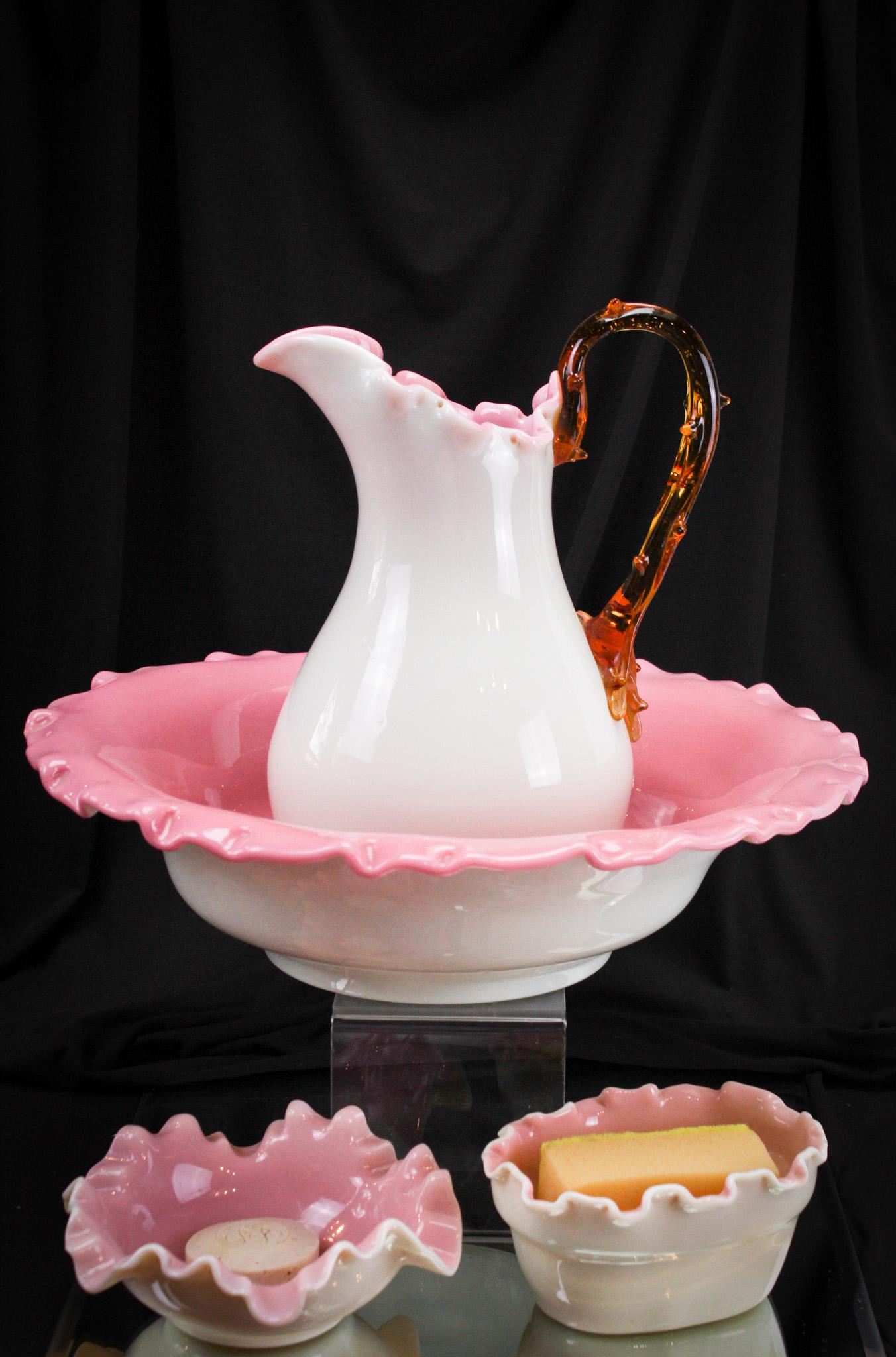 Rare Victorian Glass Pitcher & Bowl Wash Set (1 of 16)