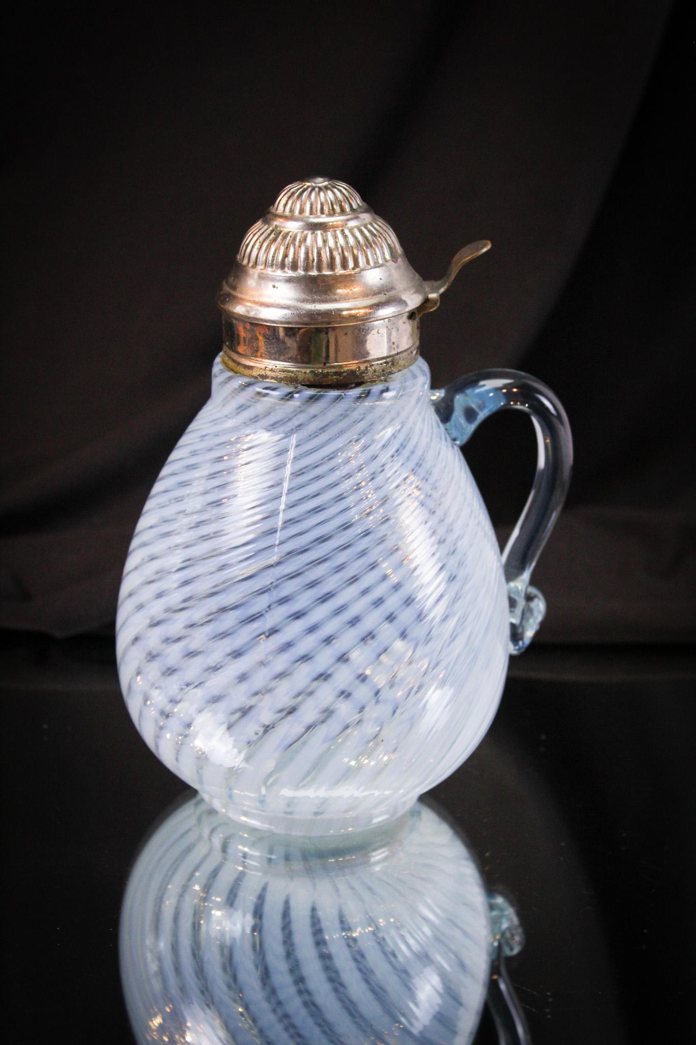 Nickel Swirl Blue Opalescent Syrup Pitcher (1 of 5)