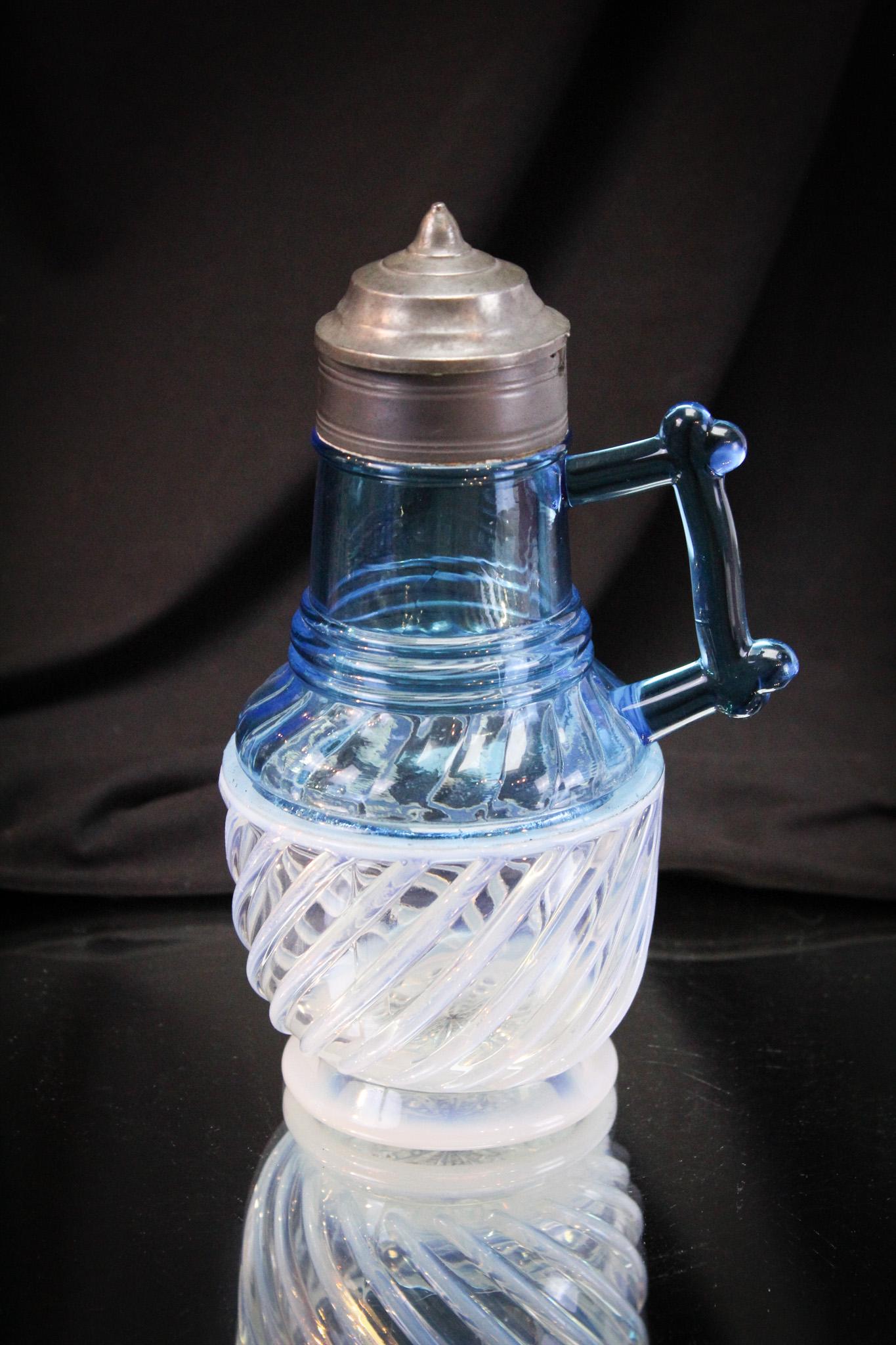 Blue Opalescent Victorian Gonterman Swirl Syrup Pitcher (1 of 6)
