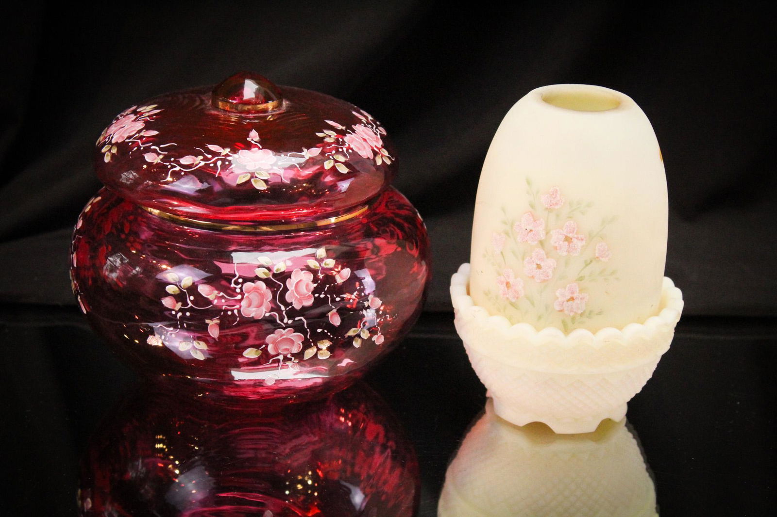 2 pc Lot Victorian Glass Opalescent Sugar Shakers (1 of 7)