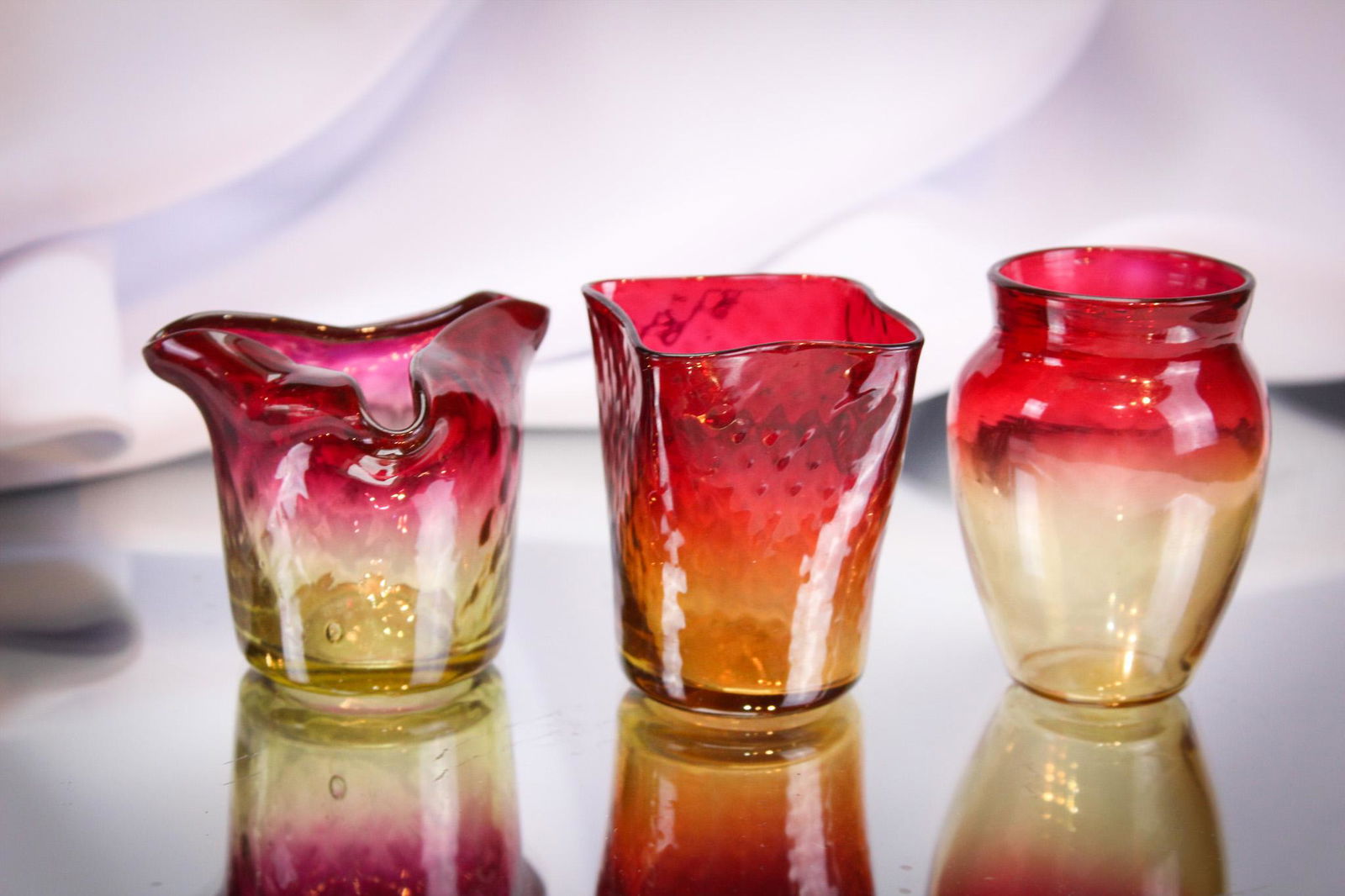 3 pc Lot Victorian Amberina Toothpick Holders (1 of 9)