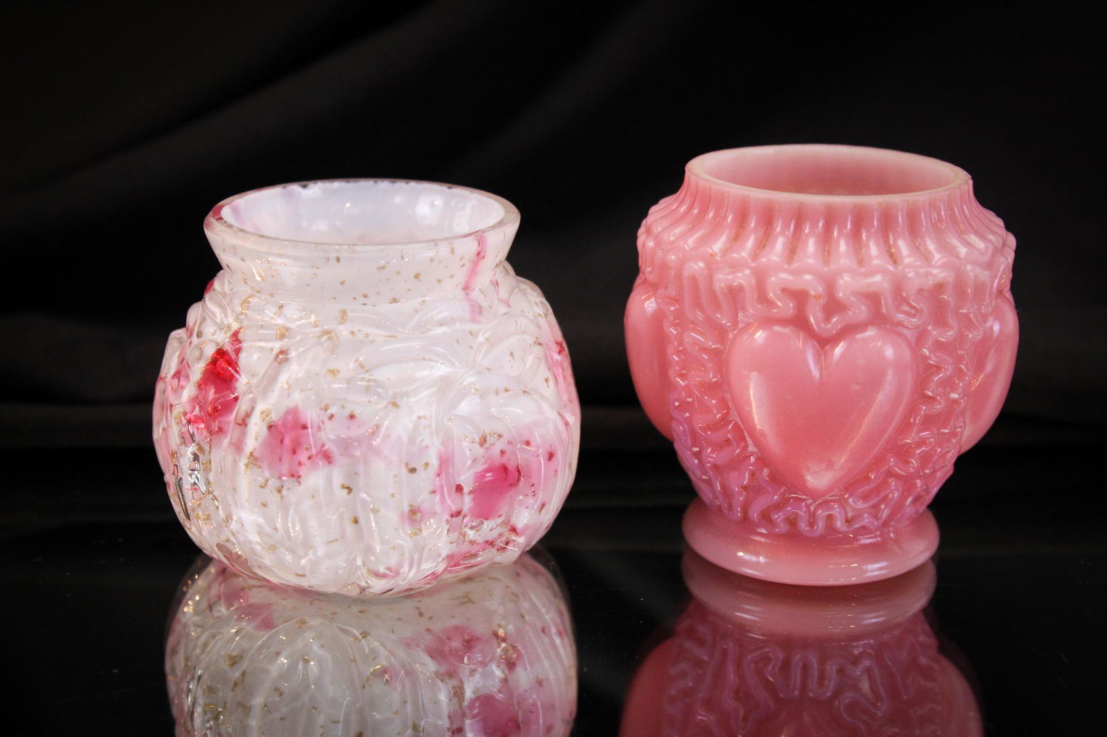 2 pc Lot Victorian Toothpick Holders Northwood Leaf Mold & More (1 of 7)