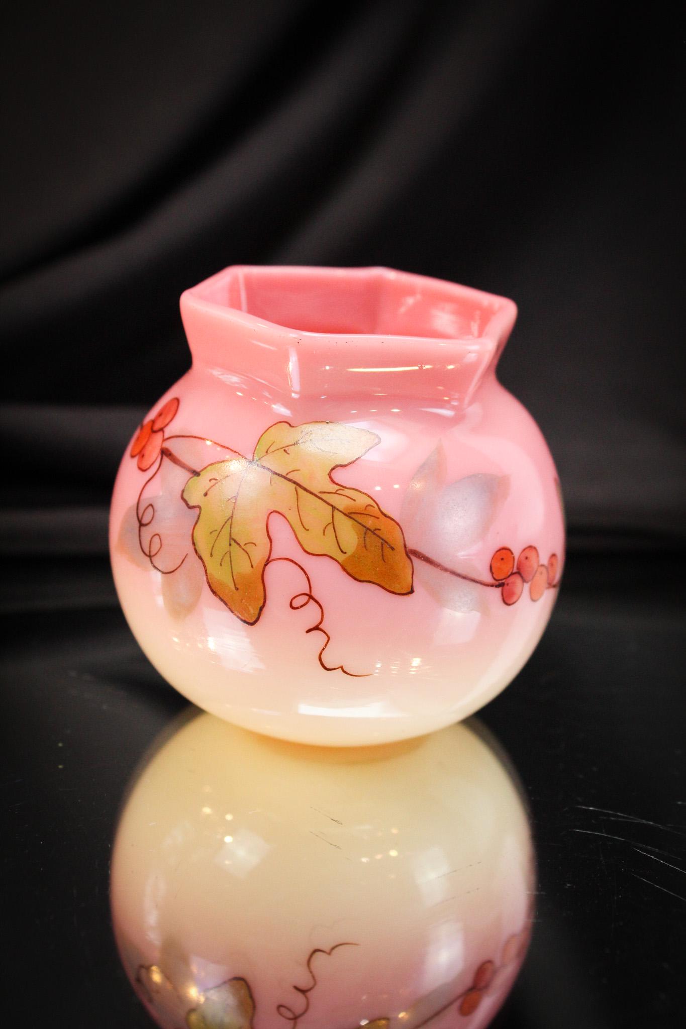 Webb Burmese Glass Decorated Victorian Toothpick Holder (1 of 6)