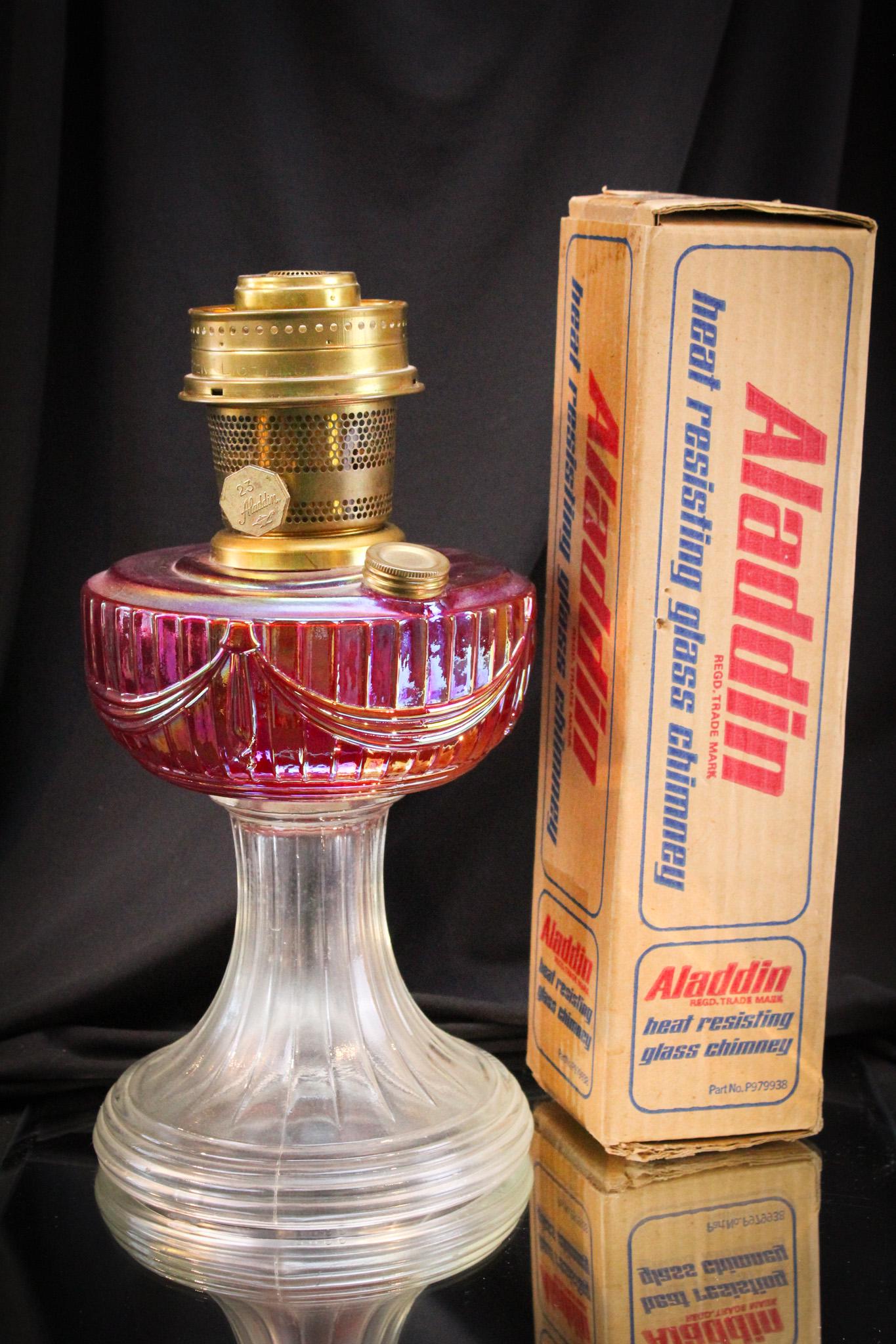 Fenton for Aladdin Red Carnival Glass Lincoln Drape Lamp (1 of 13)