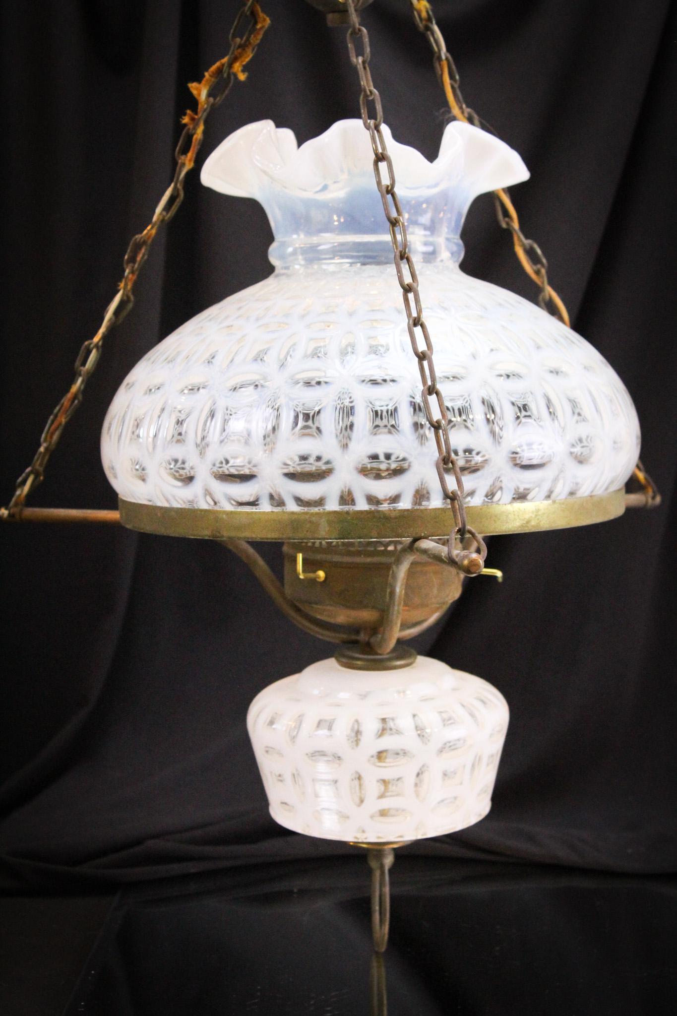 Fenton French Opalescent Wedding Ring Hanging Lamp (1 of 18)