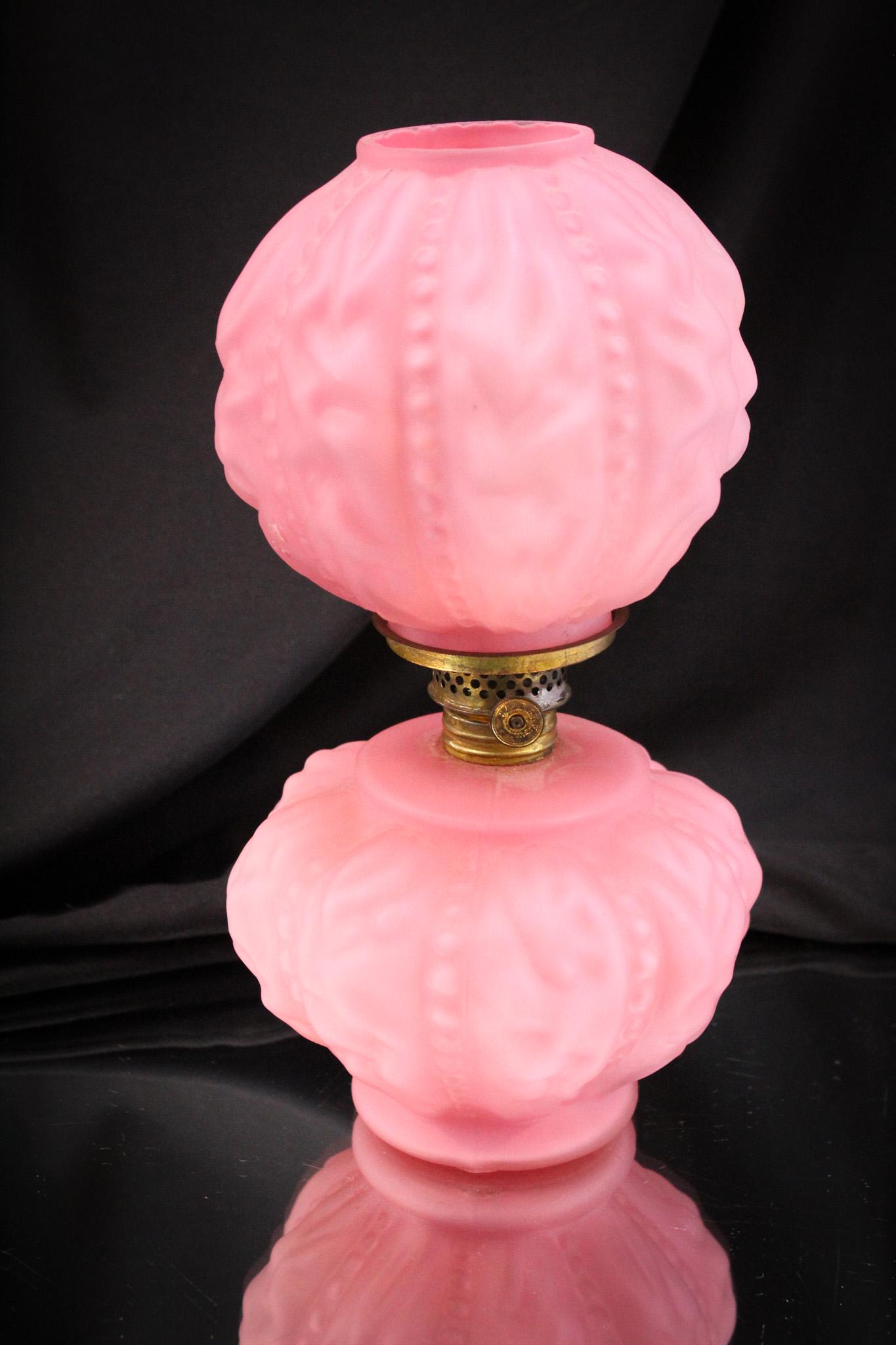 Fenton LG Wright Glass  Miniature Beaded Drape Oil Lamp (1 of 11)