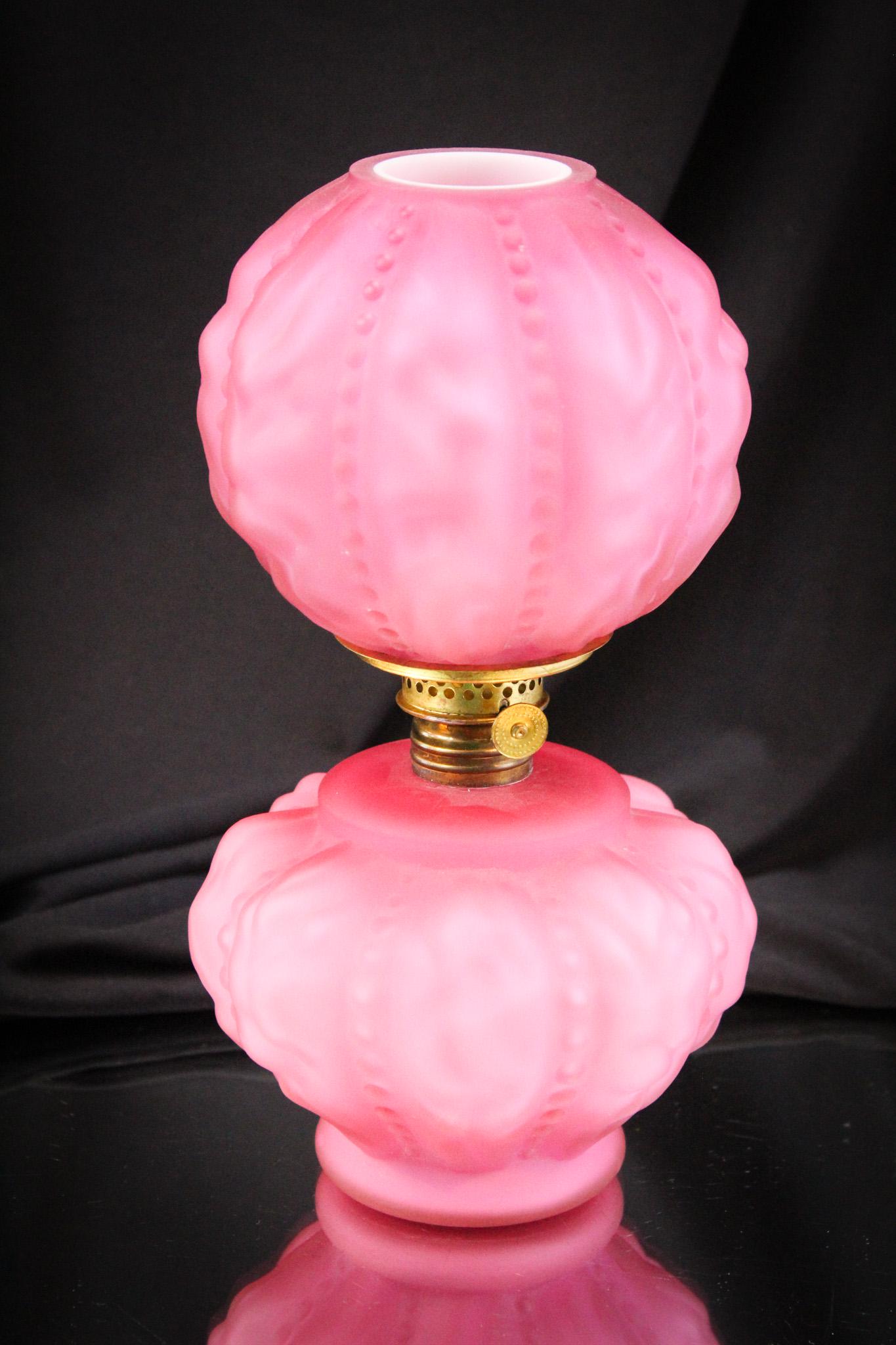 Fenton LG Wright Glass  Miniature Beaded Drape Oil Lamp (1 of 8)