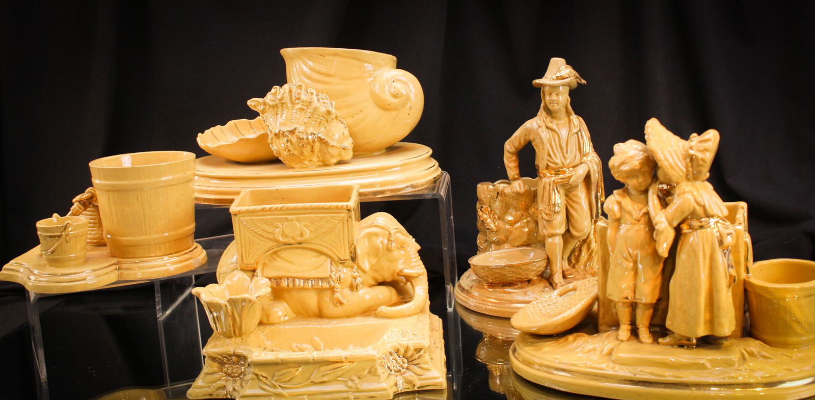 5 pc Lot Mettlach Yellowware Smoking Sets (1 of 20)