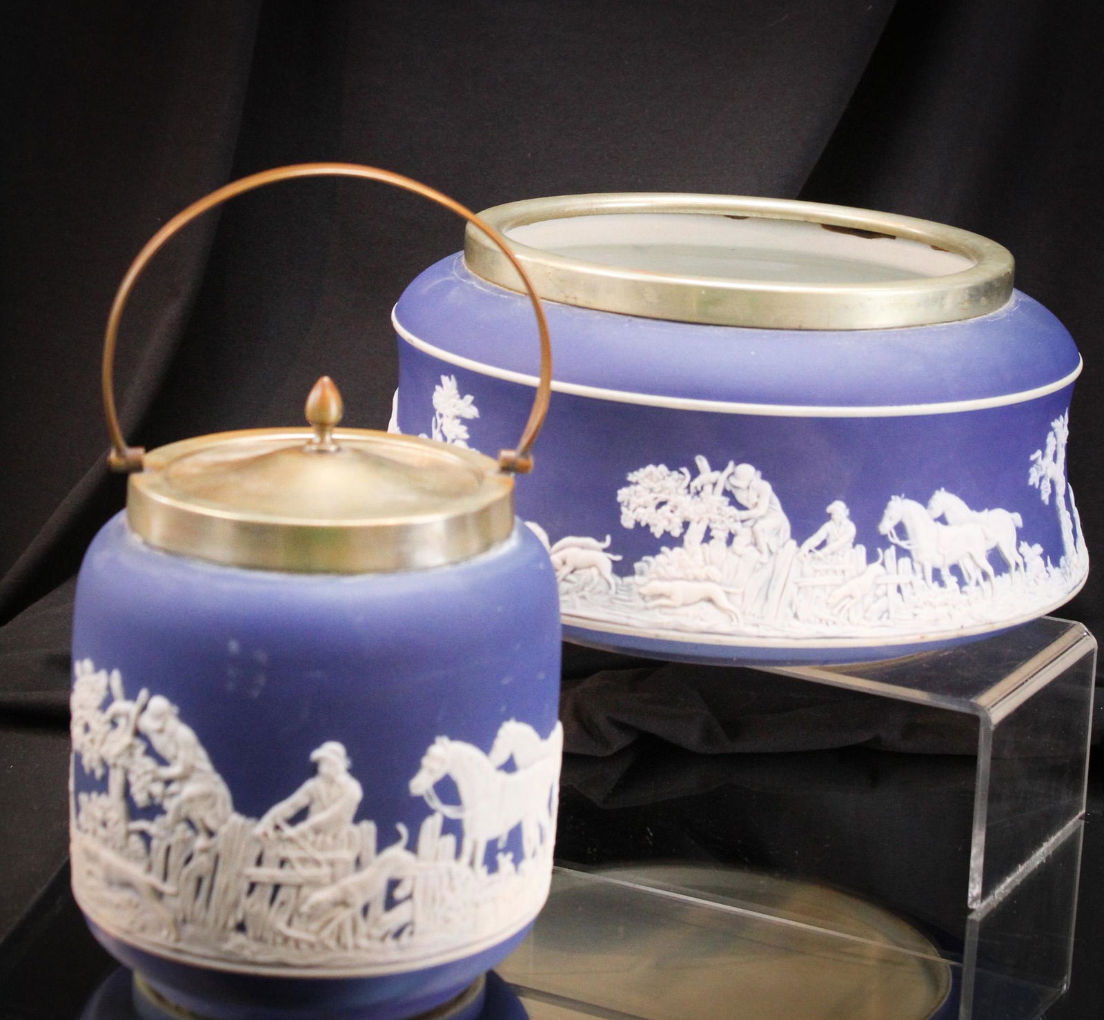 2 pc Lot Victorian Blue Jasperware Adams & More (1 of 12)