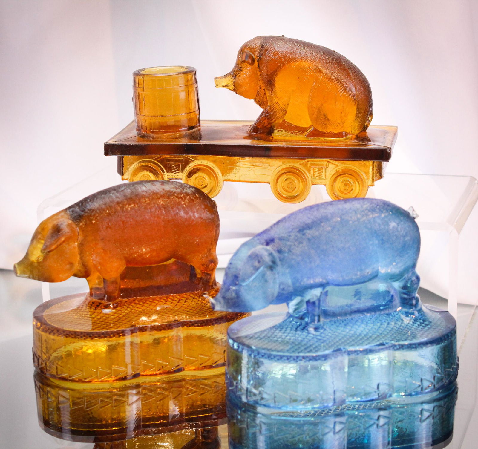 3 pc Lot Victorian Pattern Glass Porkers (1 of 12)