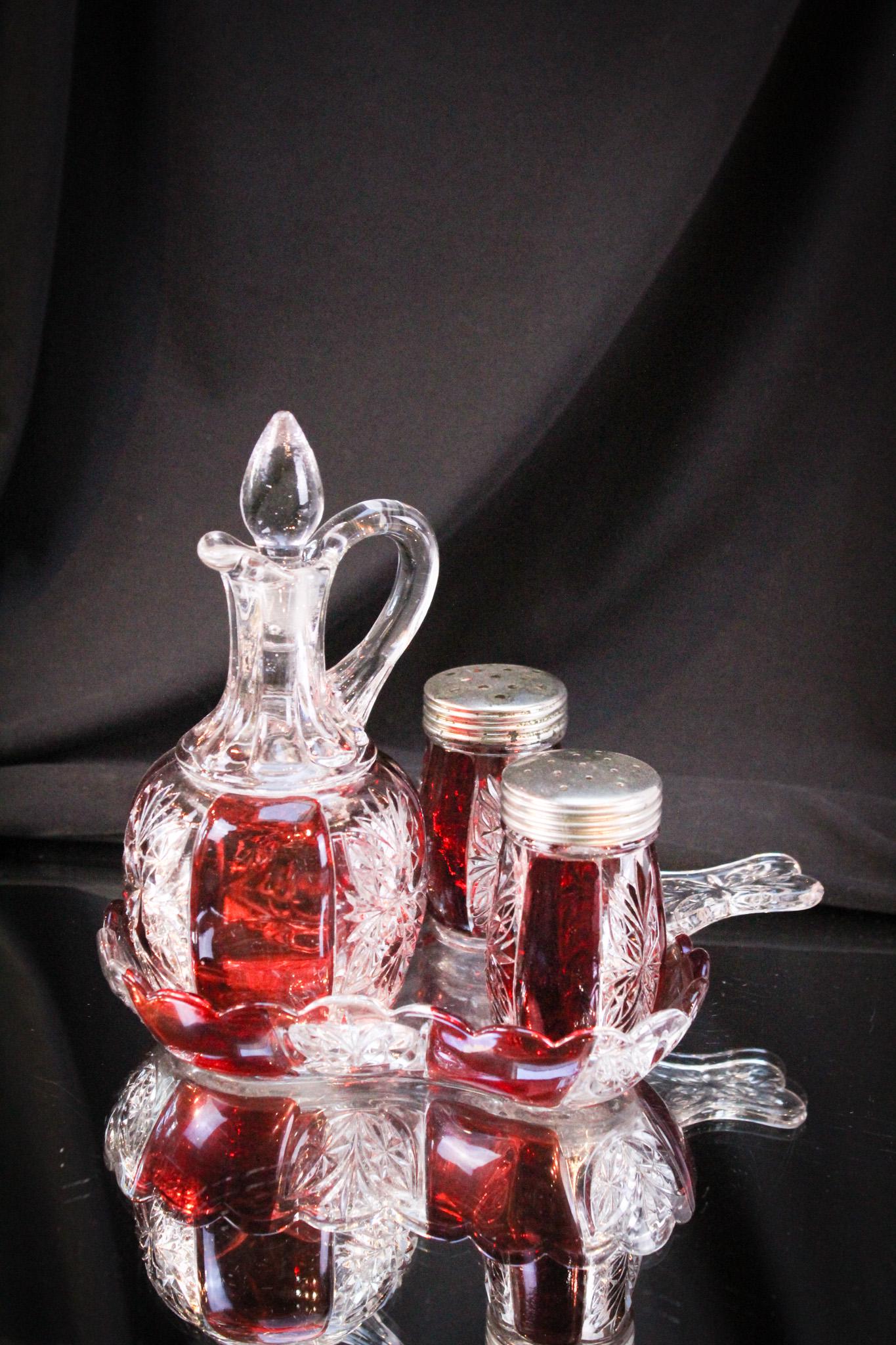 Riverside Ruby Stained Glass Brilliant Cruet Shaker Condiment Set (1 of 10)