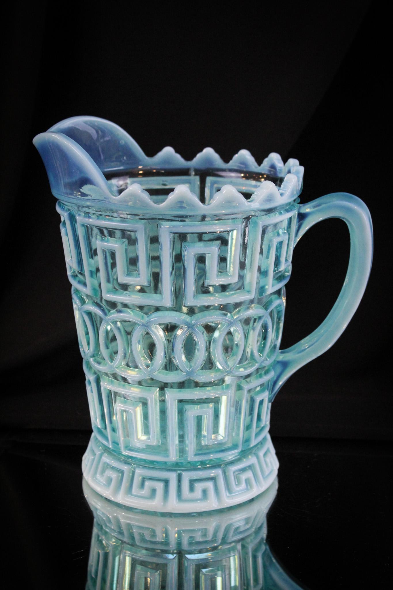 Fostoria Nickel Plate Double Greek Key Water Pitcher (1 of 5)