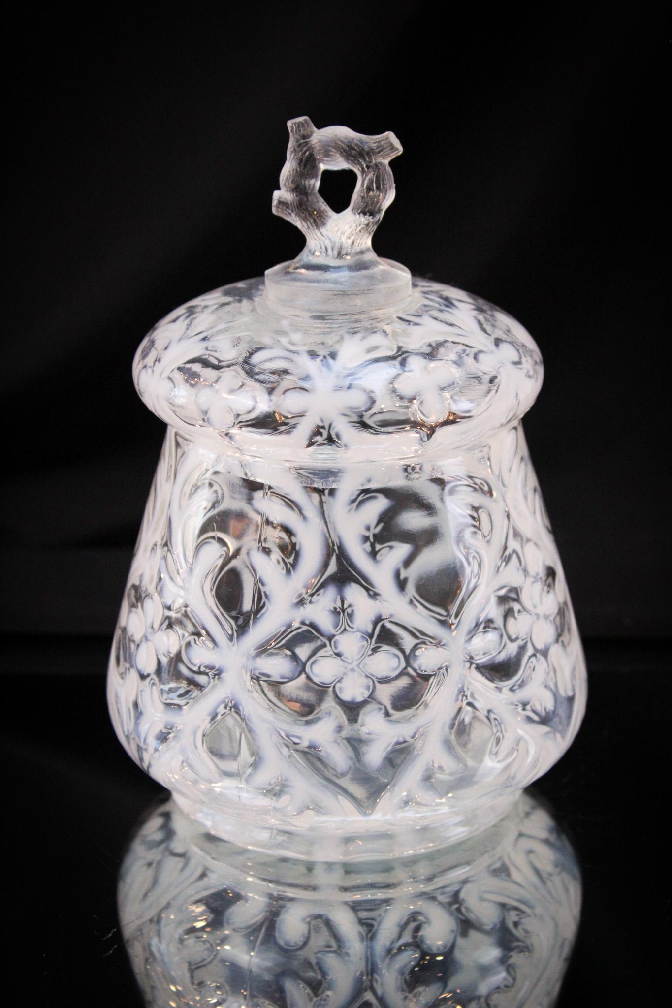 Scarce Northwood Opalescent Spanish Lace Sugar: Another tough find in crystal opalescent Spanish Lace. So rare. It measures 6 1/2" tall.