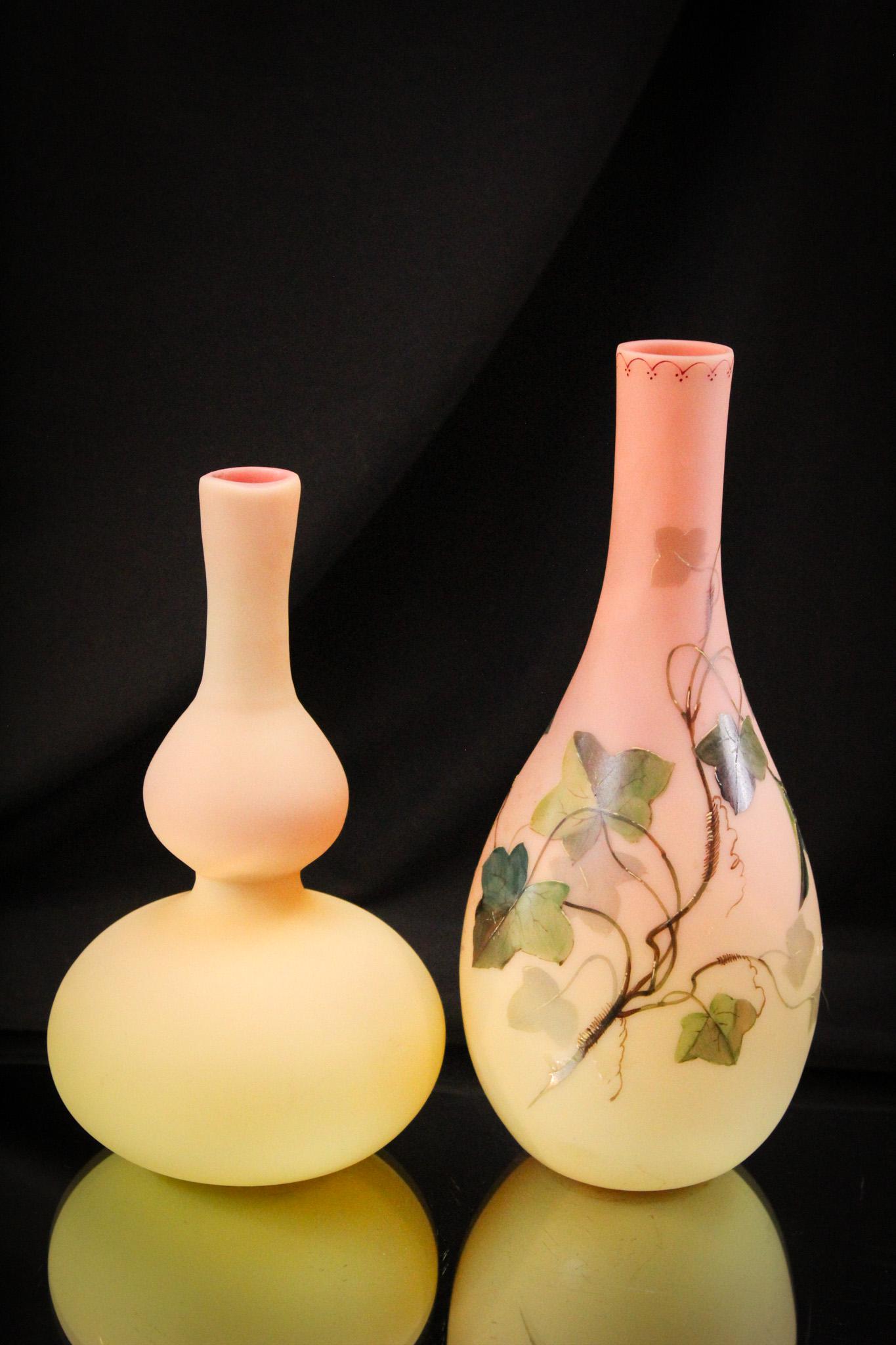 2 pc Lot Mt. Washington & Webb Burmese Glass Vases (1 of 12)