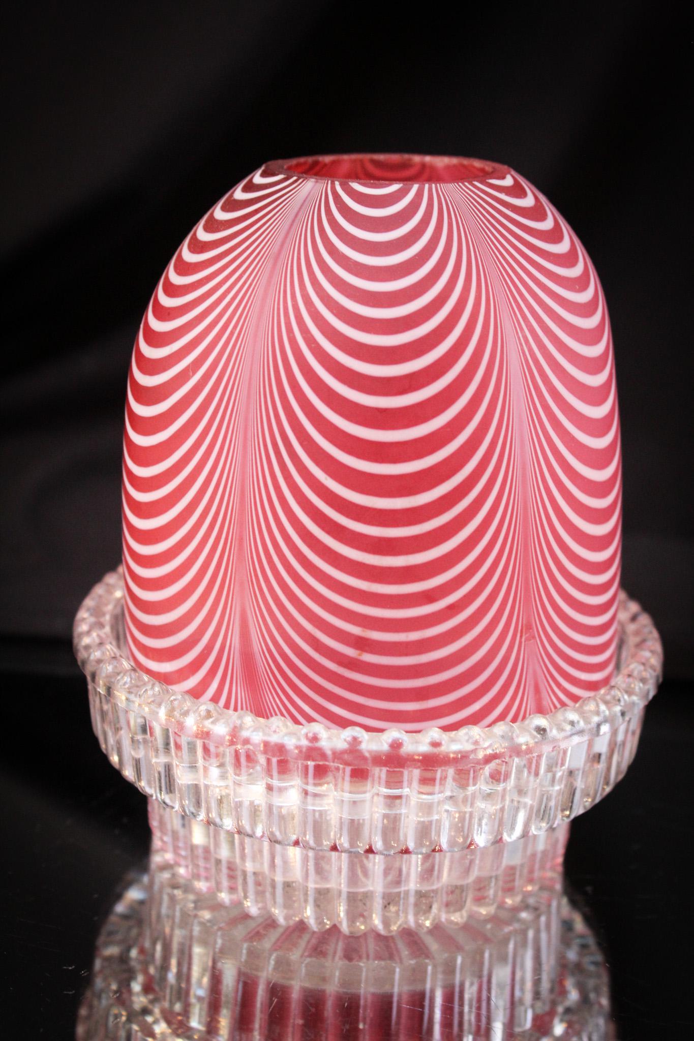 Cranberry Nailsea Victorian Fairy Lamp (1 of 10)