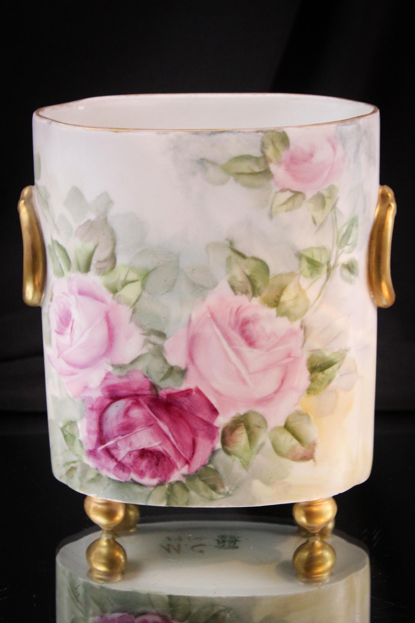 Hand Painted Limoges Roses Cache' Pot (1 of 6)