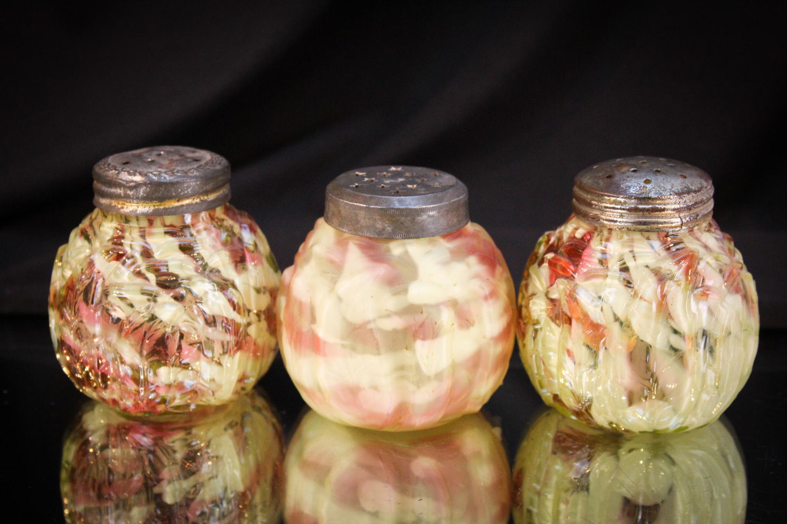 3 pc Lot Victorian Northwood Leaf Mold Salt Shakers (1 of 9)