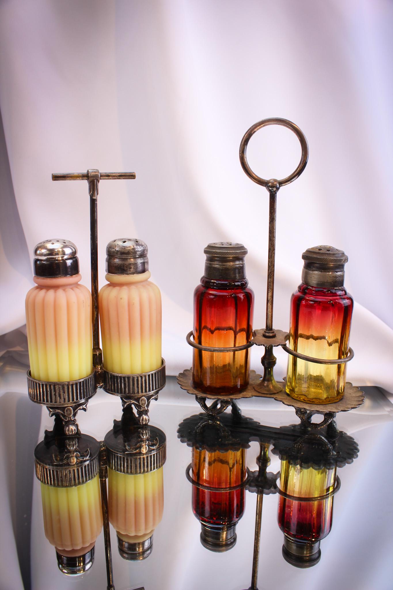 Mother Magnum 2 pc Lot Victorian Mt Washington Burmese Amberina Shakers Sets (1 of 14)