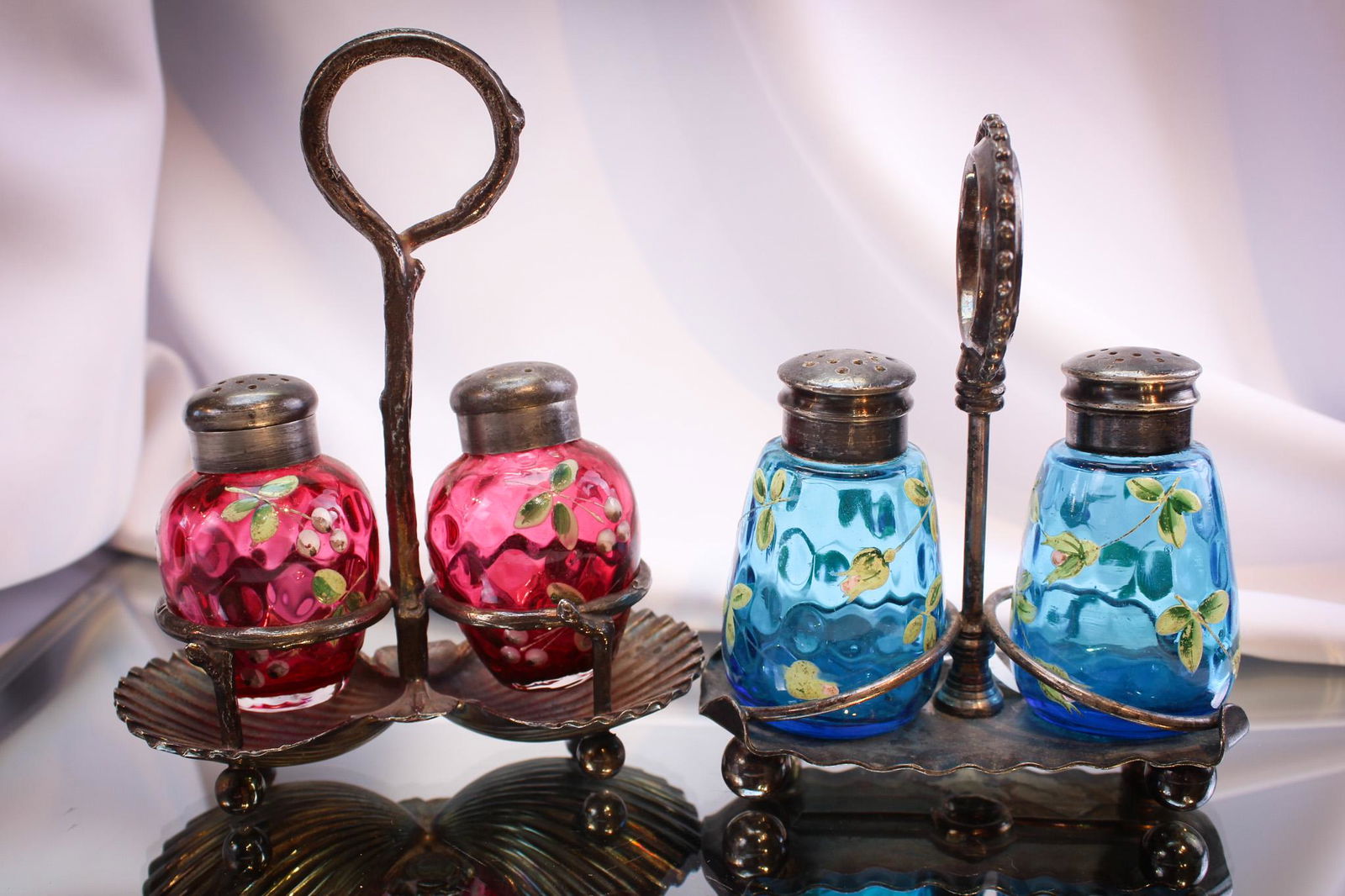 2 pc Lot Victorian Enameled Glass Shakers Sets (1 of 11)