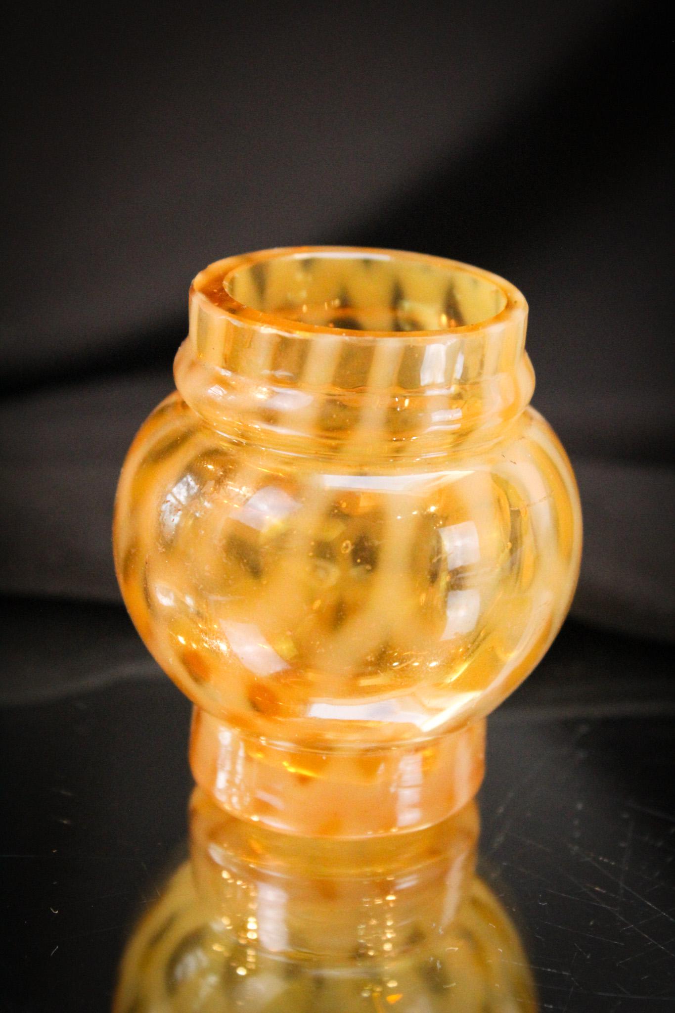 Rare Amber Opalescent Honeycomb Victorian Toothpick Holder (1 of 5)