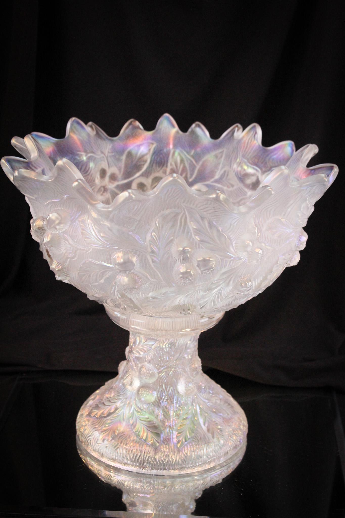 White Carnival Northwood Acorn Burrs Punch Bowl & Base (1 of 15)