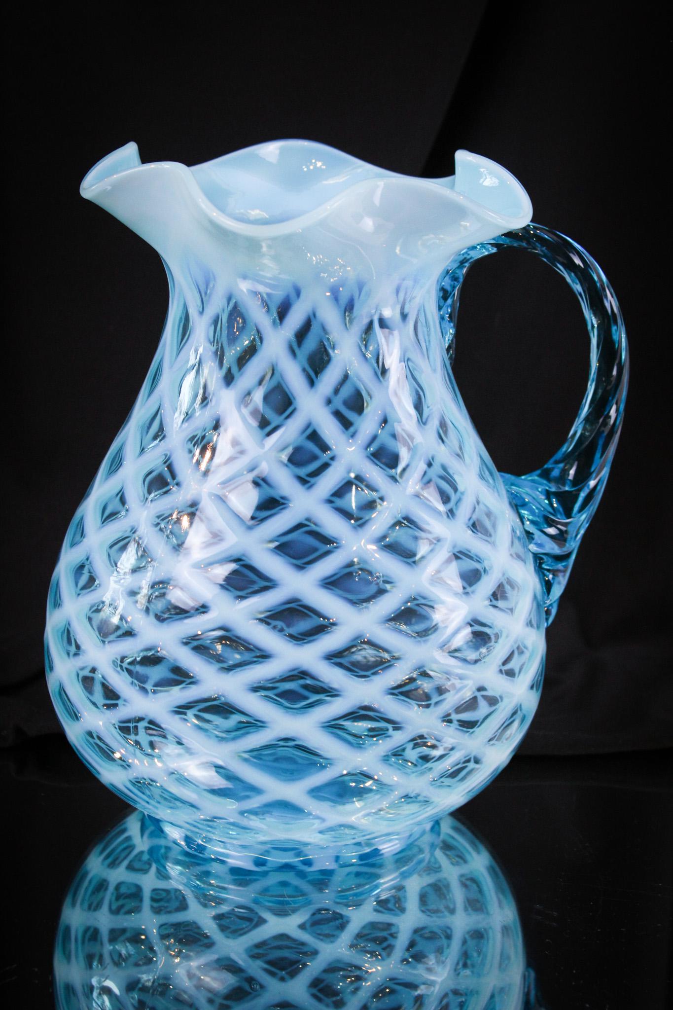 Northwood Lattice Rare Blue Opalescent Pitcher (1 of 5)