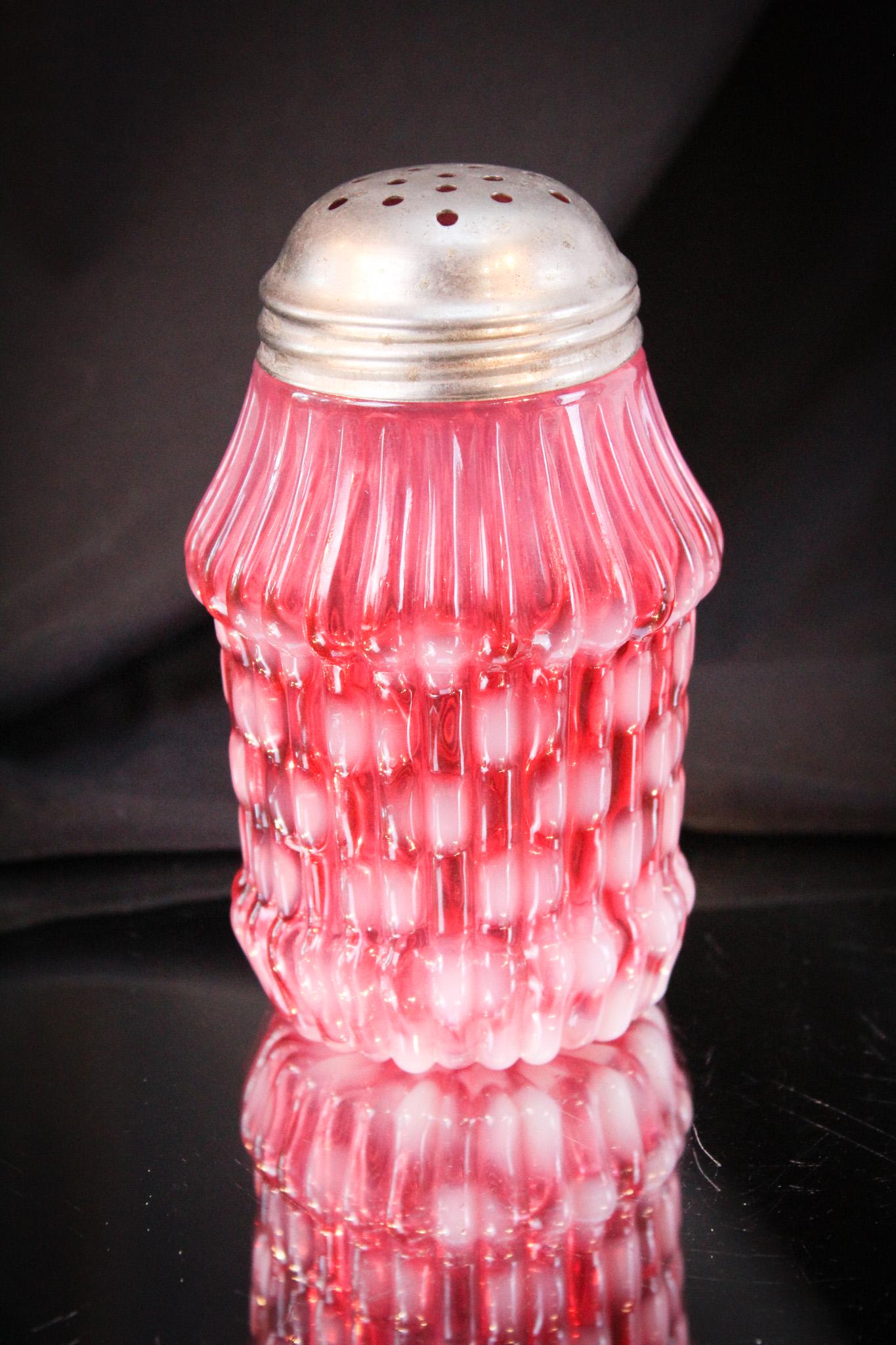 Scarce Northwood Cranberry Opalescent Ribbed Coinspot Sugar Shaker (1 of 4)