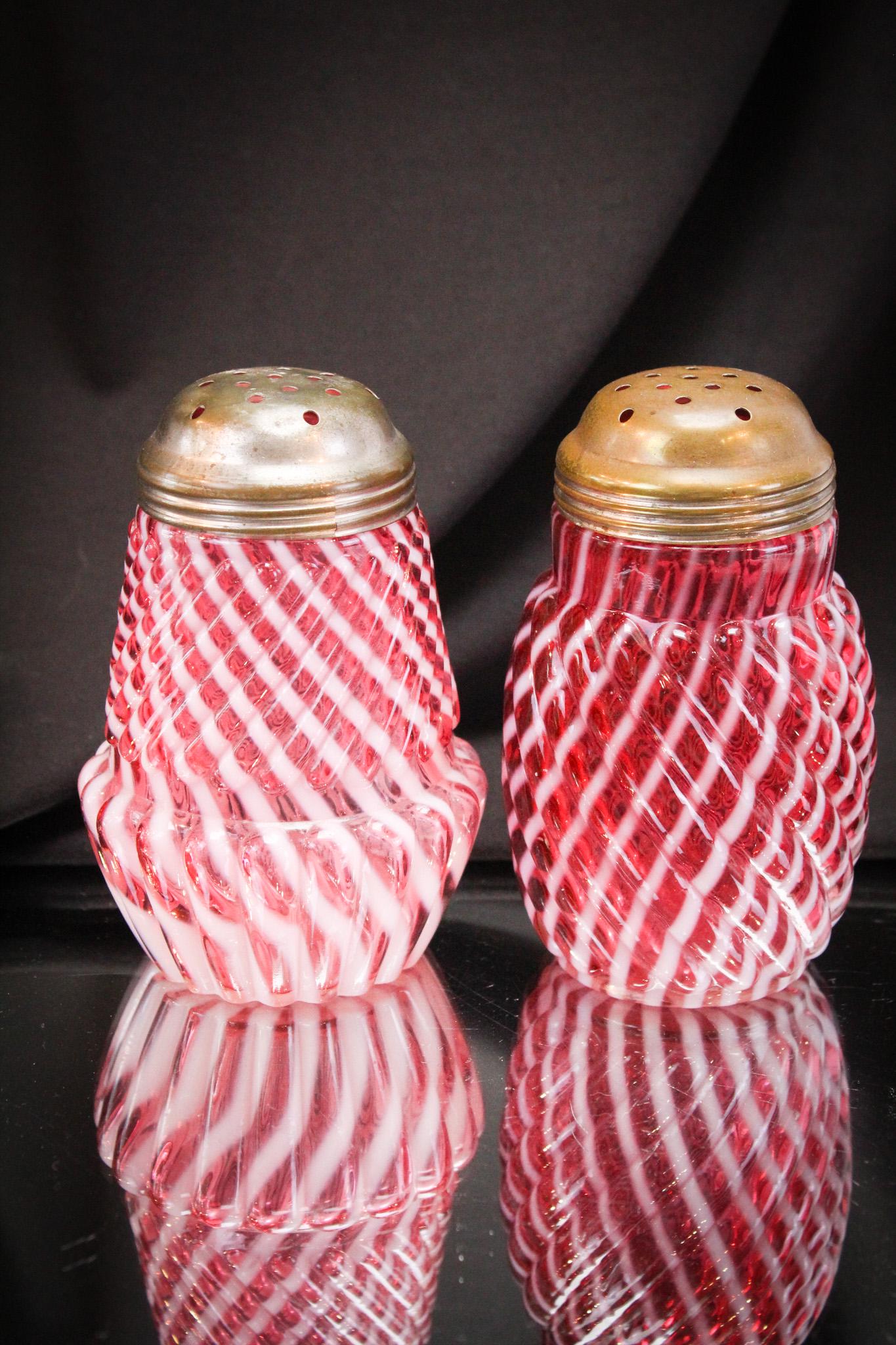 2 pc Lot Cranberry Opalescent Northwood & More Sugar Shakers (1 of 5)
