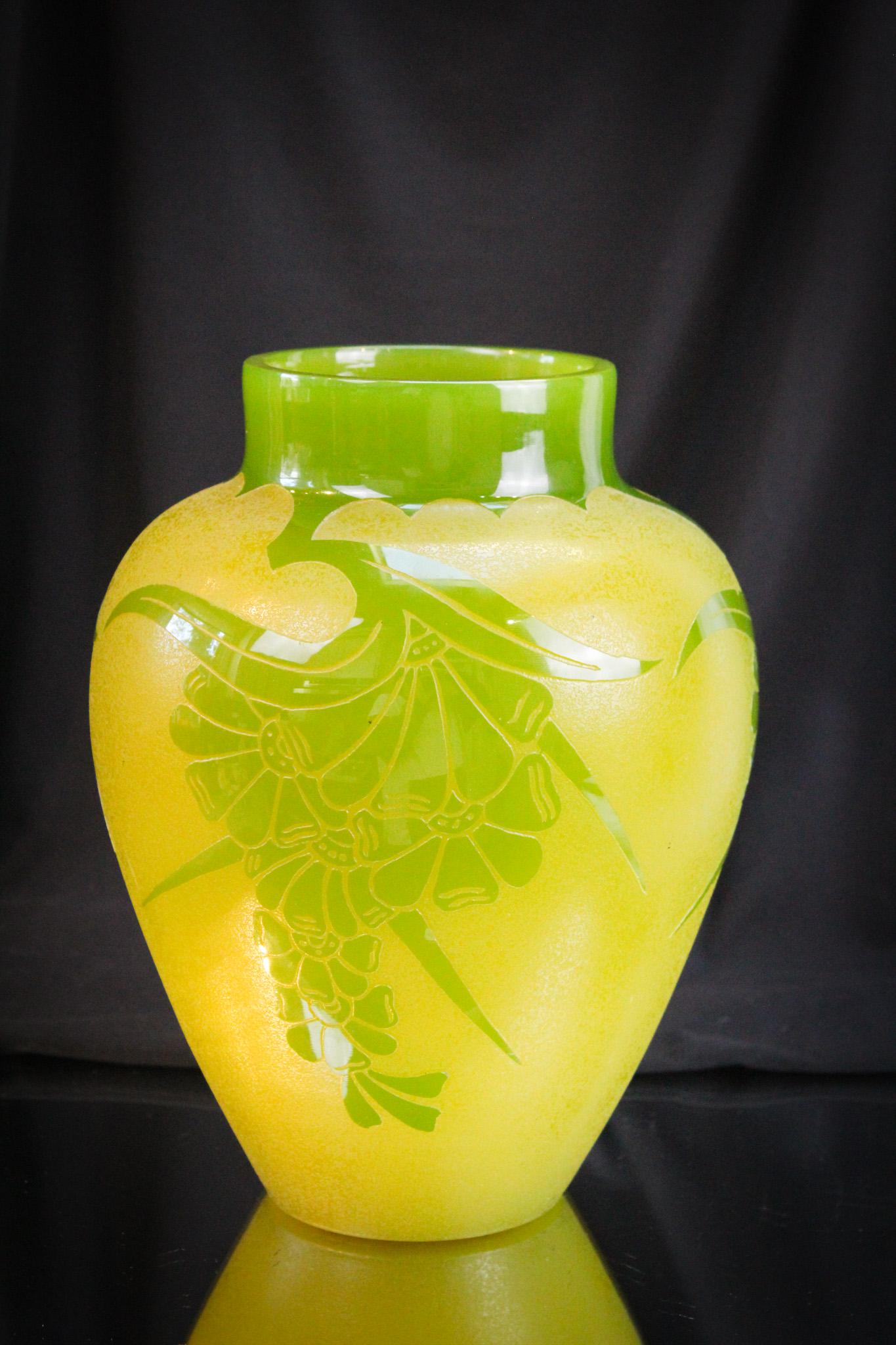 Steuben Acid Cut back Yellow & Green Jade #5000 Vase (1 of 9)