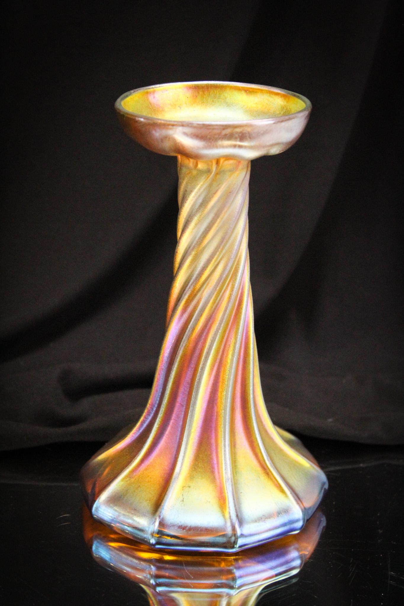 Tiffany Gold Favrile Glass Candlestick (1 of 11)