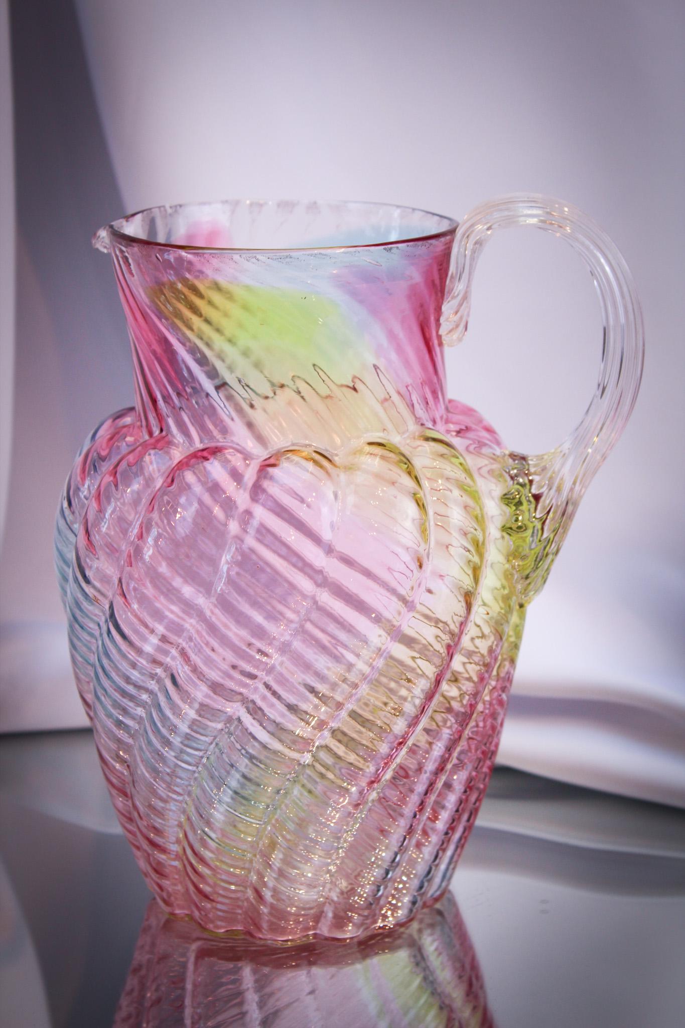 Phoenix Harrach Rainbow Ribbed Swirl Victorian Water Pitcher (1 of 6)