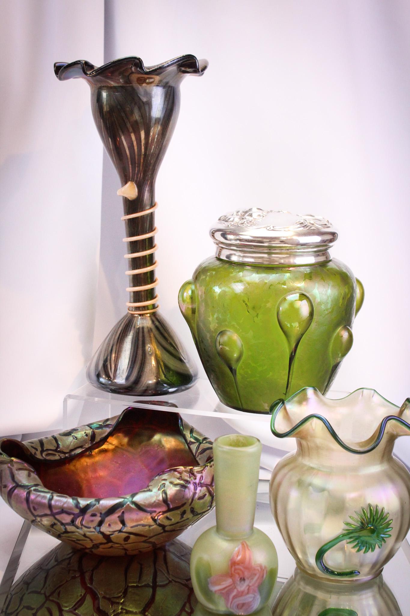 5 pc Lot Bohemian Austrian Art Glass Humidor & More (1 of 19)