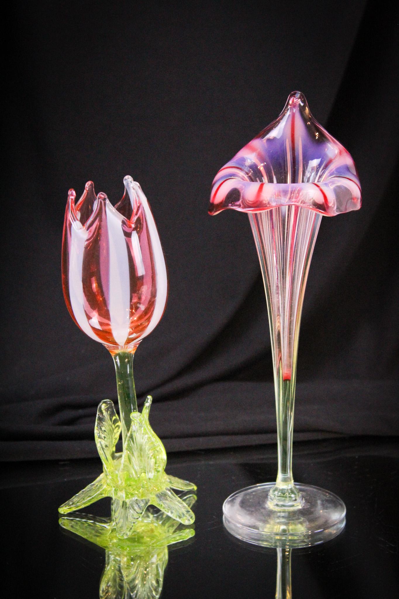 2 pc Lot Rubina Verde Victorian Glass Vases (1 of 9)