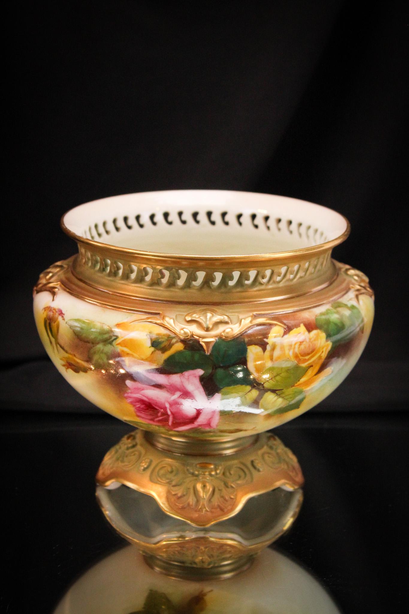 Royal Worcester Rose Decorated Jardinere (1 of 6)