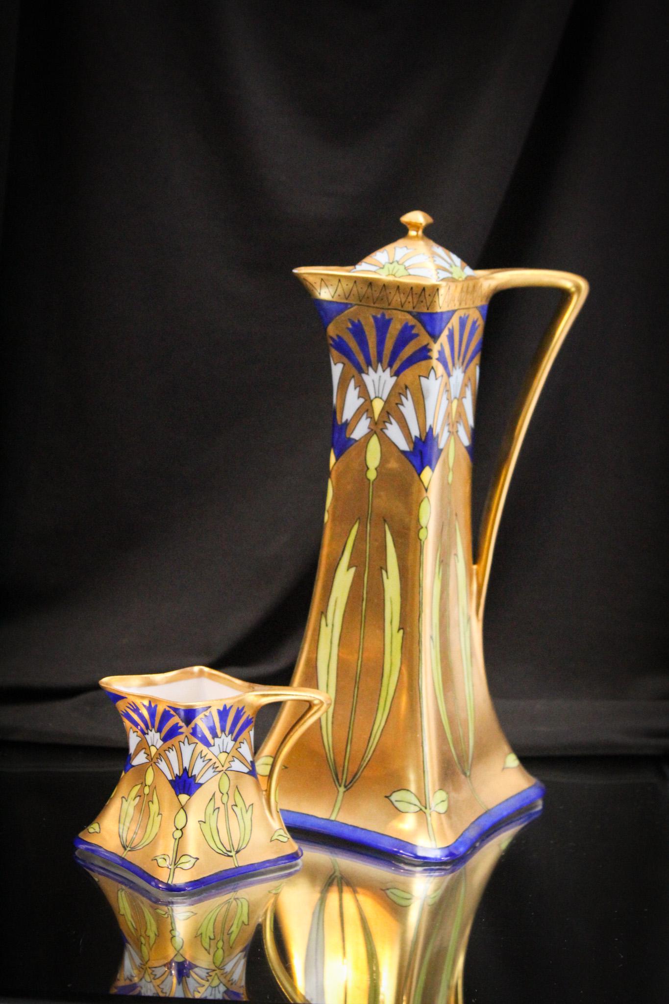 Limoges Pickard Decorated Art Deco Coffee Pot & Creamer (1 of 11)