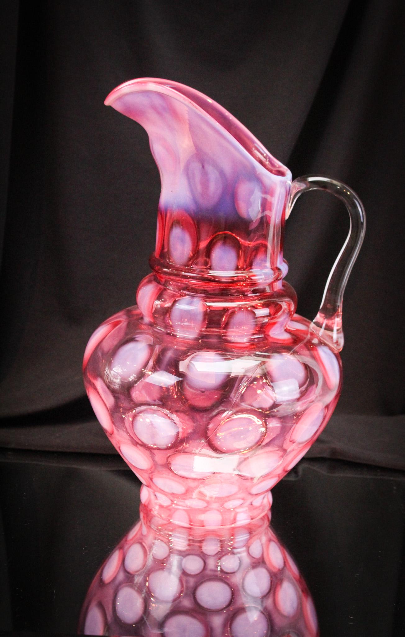 Cranberry Opalescent Victorian Northwood 3-Tier Tankard Pitcher (1 of 5)