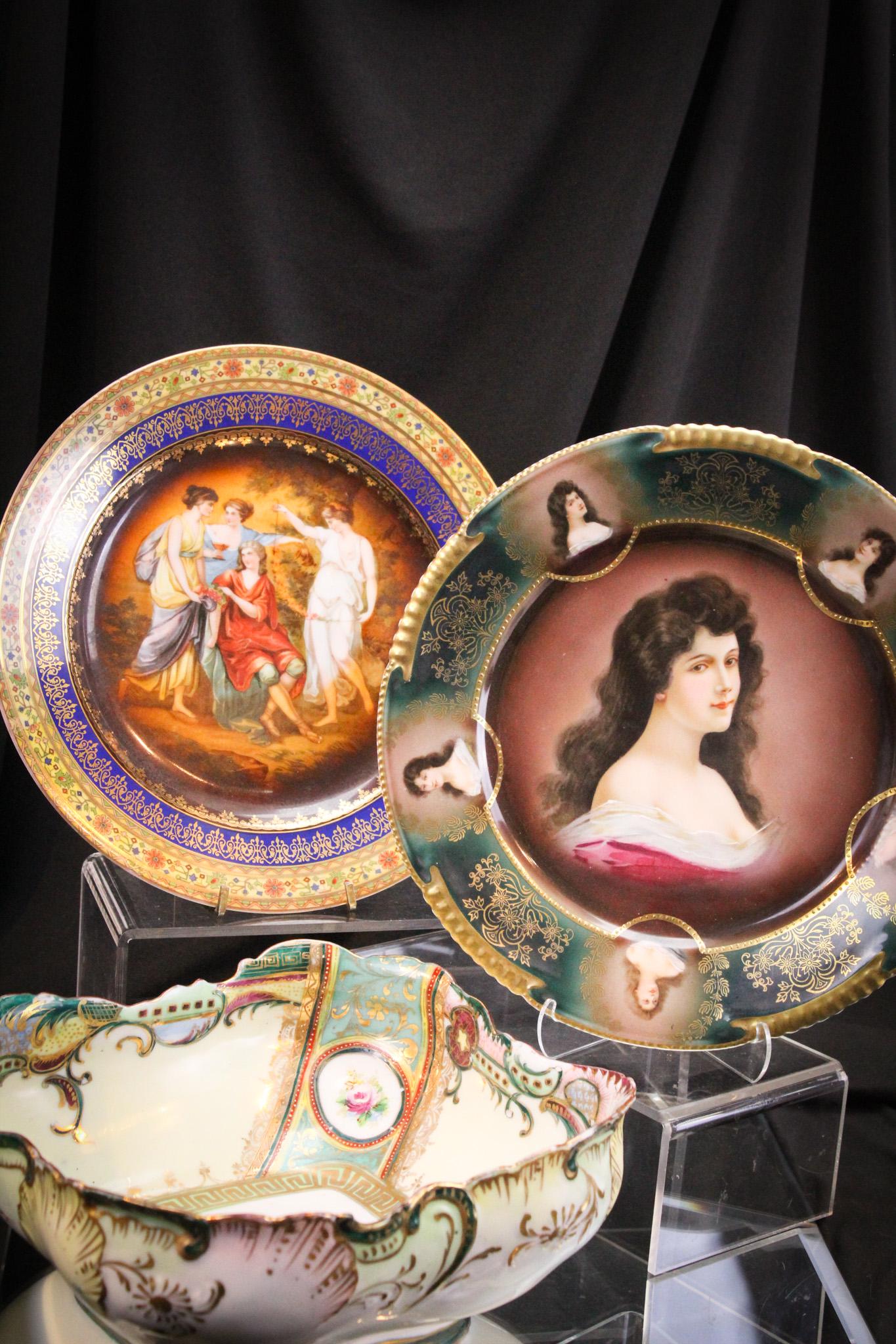 3 pc Lot Vienna Porcelain Portrait Plates & Bowl (1 of 12)