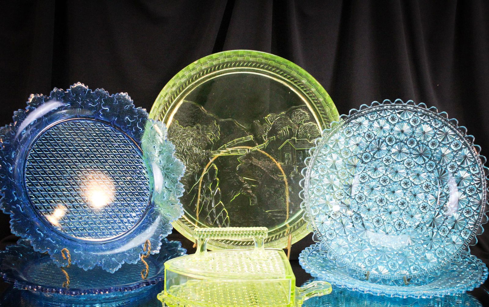 Mega Magnum Auctions 6 pc Lot Victorian Vaseline & More Pattern Glass (1 of 12)