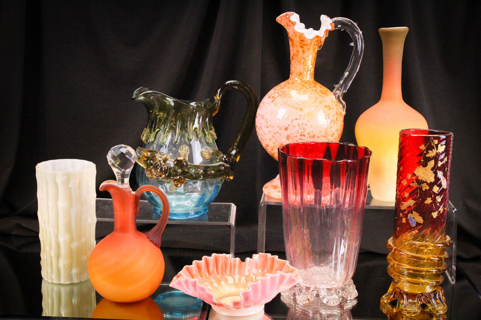 8 pc Lot Victorian Moser Amberina Art Glass (1 of 20)