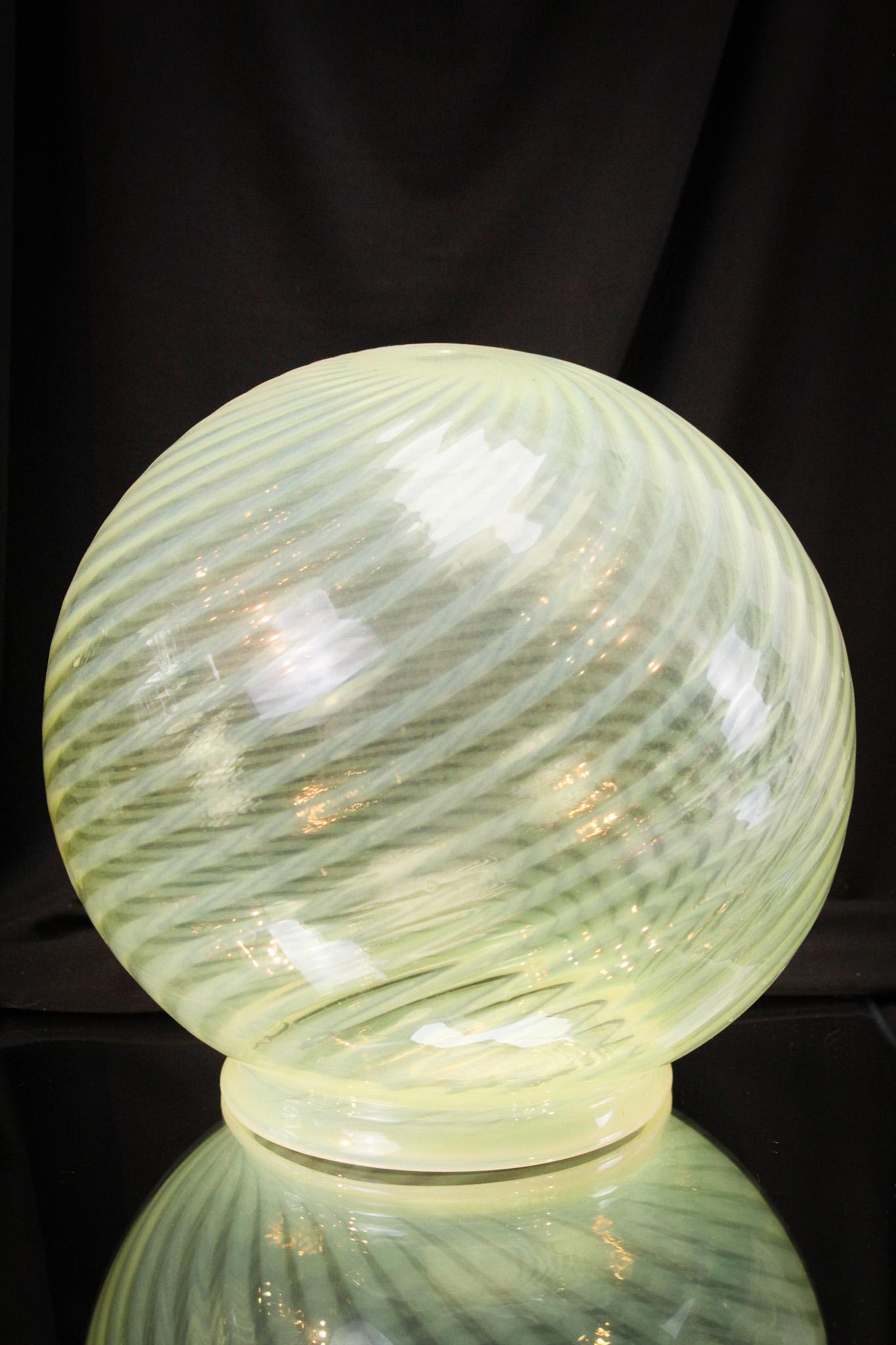 Huge Victorian Vaseline Opalescent 10" Ball Shade (1 of 6)