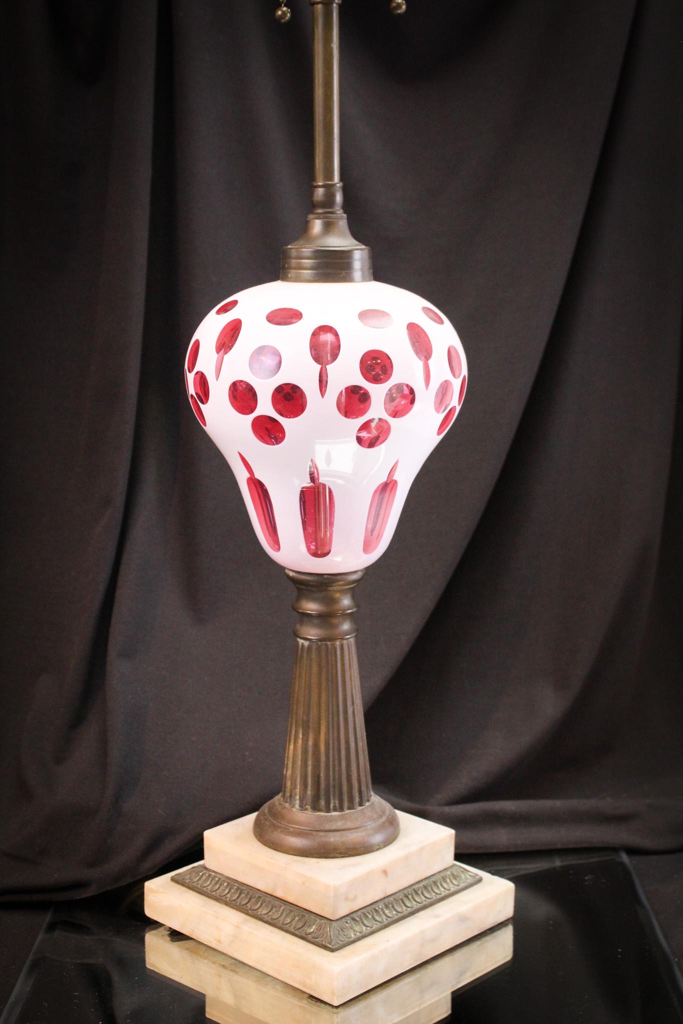 Cranberry Cut Overlay Lamp (1 of 7)