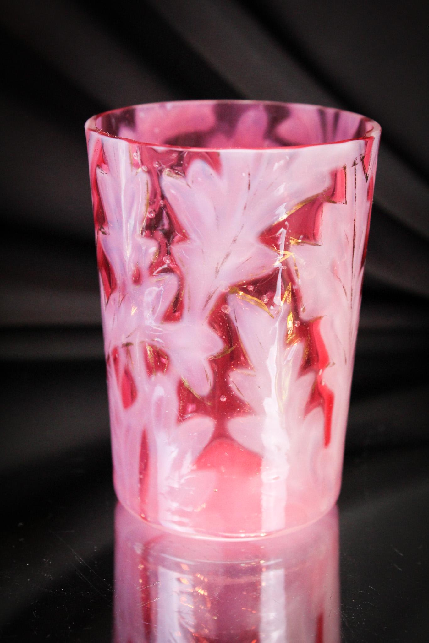 Rare Cranberry Opalescent Scottish Moor Victorian Tumbler: Wonderful, Dahling. Just wonderful! Nothing says rare like cranberry opalescent Scottish Moor pattern. This tumbler is no exception. It stands tall and proud at 3 3/4".