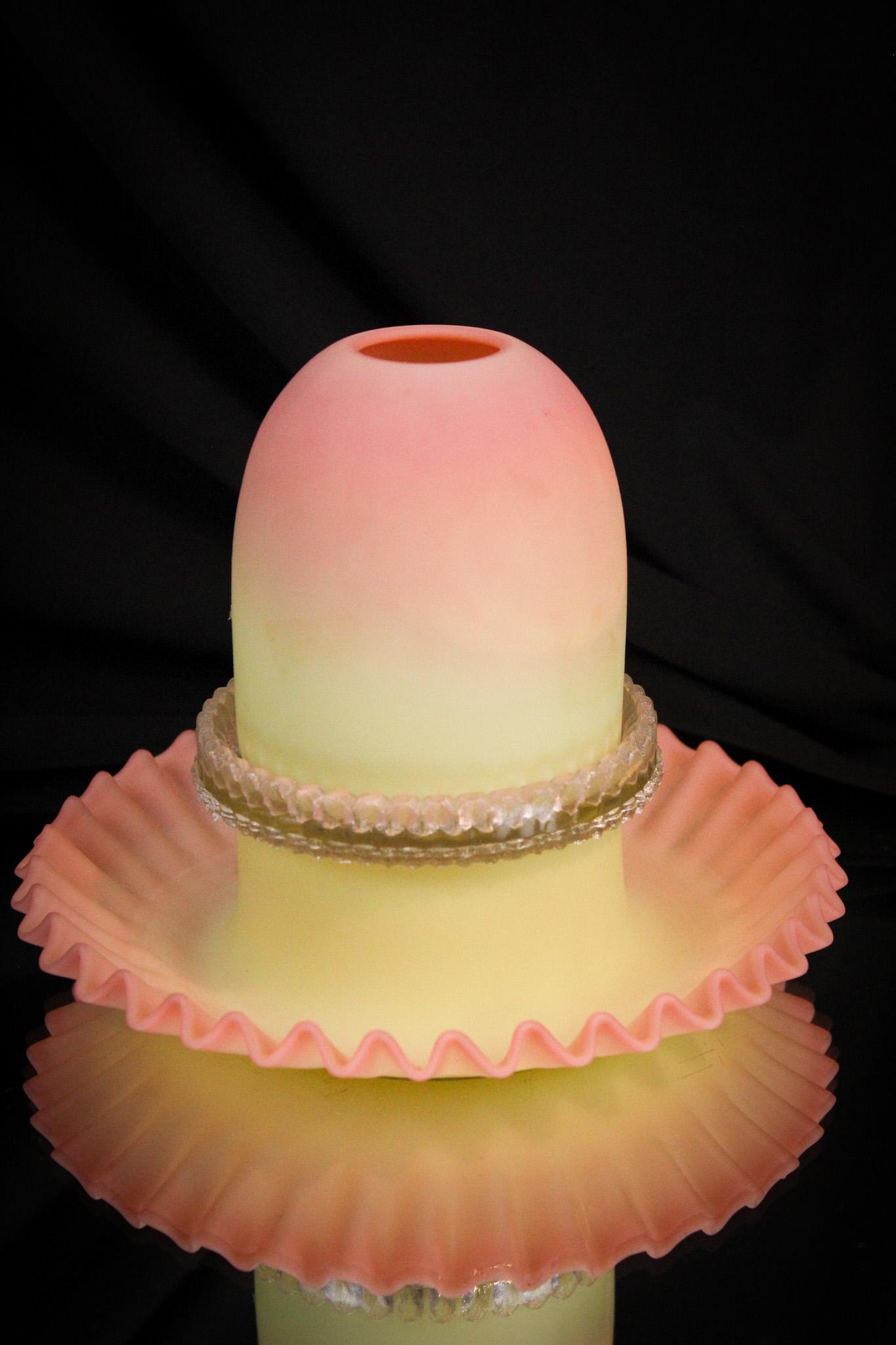 Victorian Webb PLAIN Burmese Fairy Lamp: How many of these plain undecorated fairy lamps do you see with the plain undecorated ruffled bases? If you have seen a few, well, they aren't as nice as this one! This lovely has adequate at best col