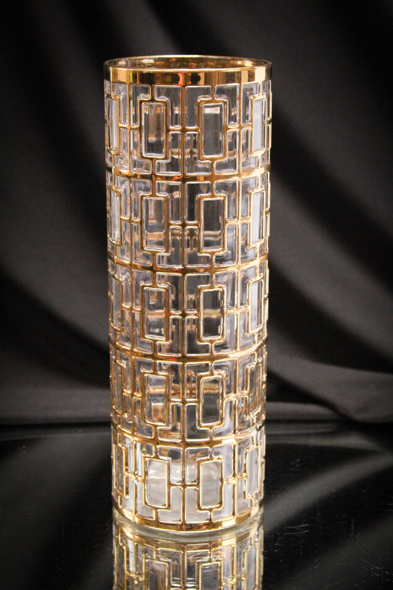 Imperial Glass Shoji MCM Hollywood Regency Cocktail Shaker: Finshing off our assortment of Imperial Shoji glass is this wonderful cocktail shaker. Nice example. It stands a prominent 9" tall.