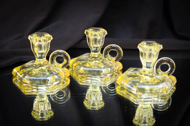 3 Pc Lot Heisey Jack Be Nimble Candlesticks