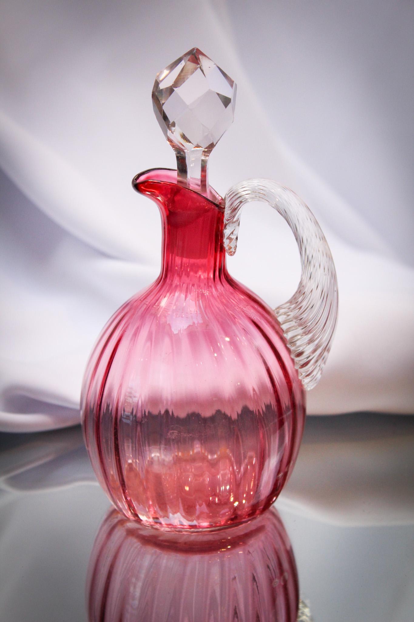 Scarce Northwood Royal Gem Victorian cruet: Cranberry is the "IN" color this year and for that matter, every year when it comes to Victorian glass collectors! This cruet is seldom found and so nice when you do see one. A breath of Victorian air