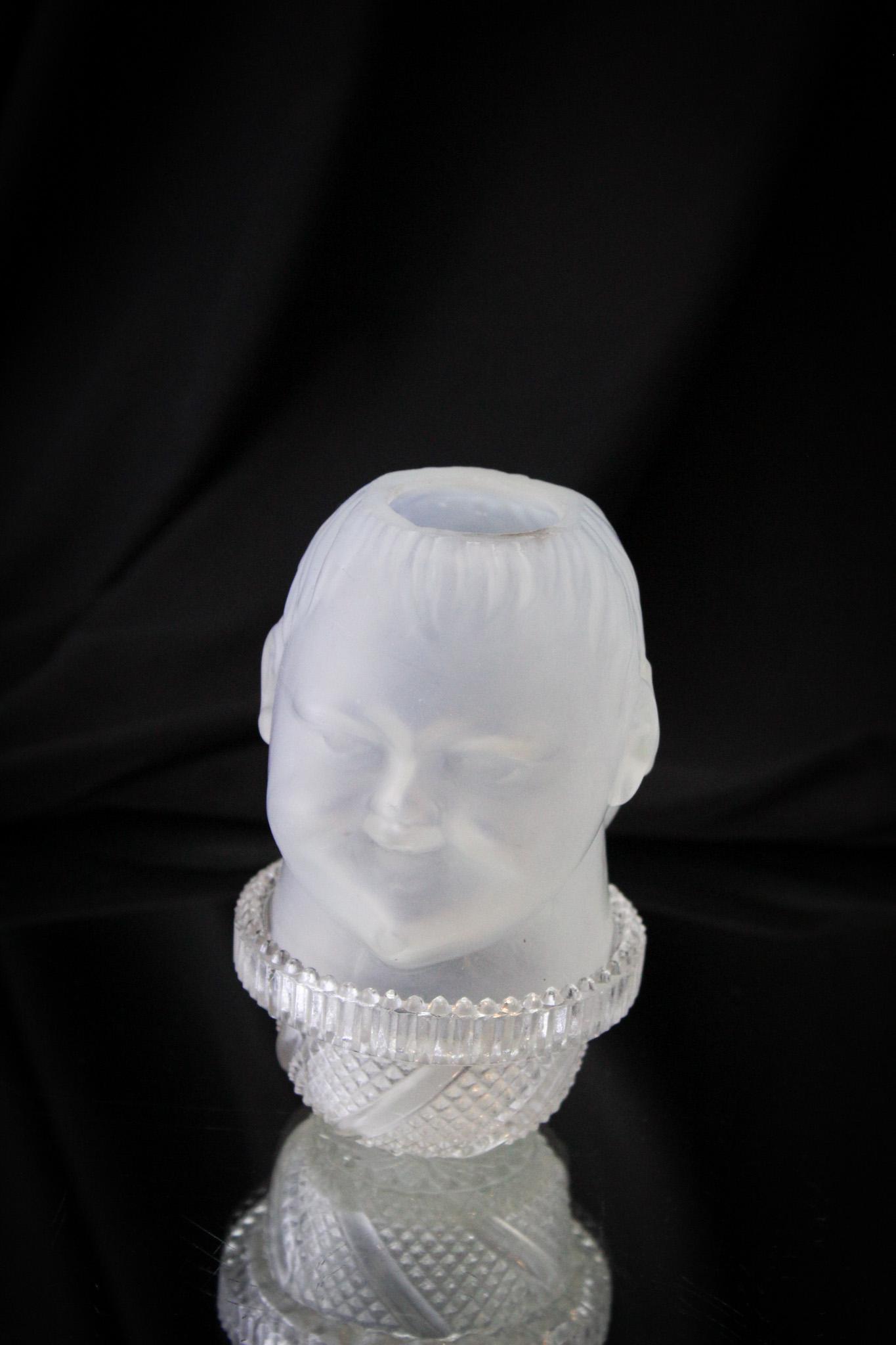 Rare Opalescent Two Baby Faced Victorian Fairy lamp: Look at the cutie little faces or not on this great little fairy lamp. Can you imagine this in your home sitting front and center on the shelf with your prized collection of fairy lamps. Such a cutie