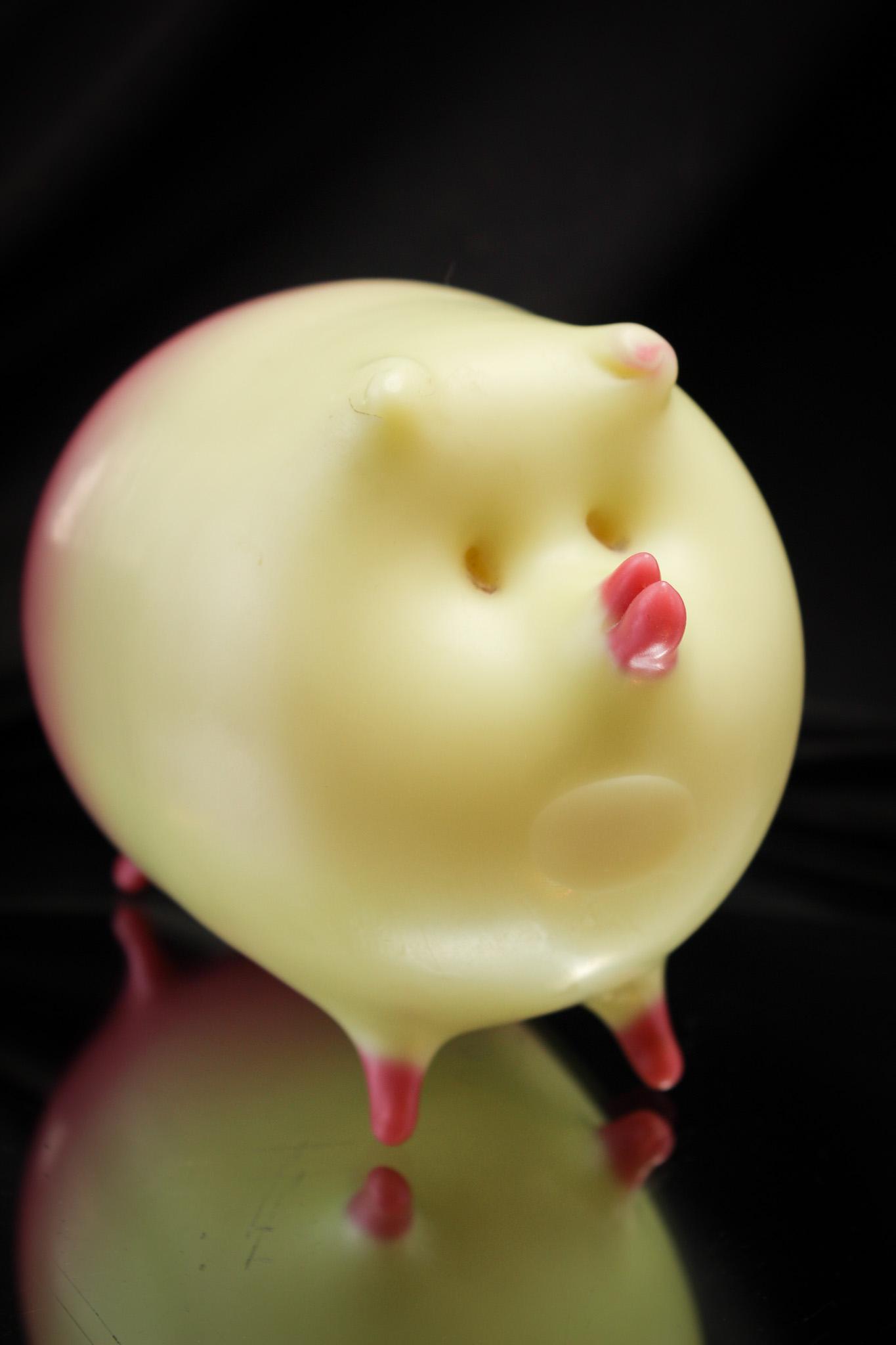 Victorian Webb Burmese Blown Glass Pig Porker Whimsy Flask: Incredibly rare and attributed to Webb, this Bovine pig figural flask is a true find. Note the pulled up snout, the deep set eyes, the quirky notch cut smile and the slight lean to his head acknowledg