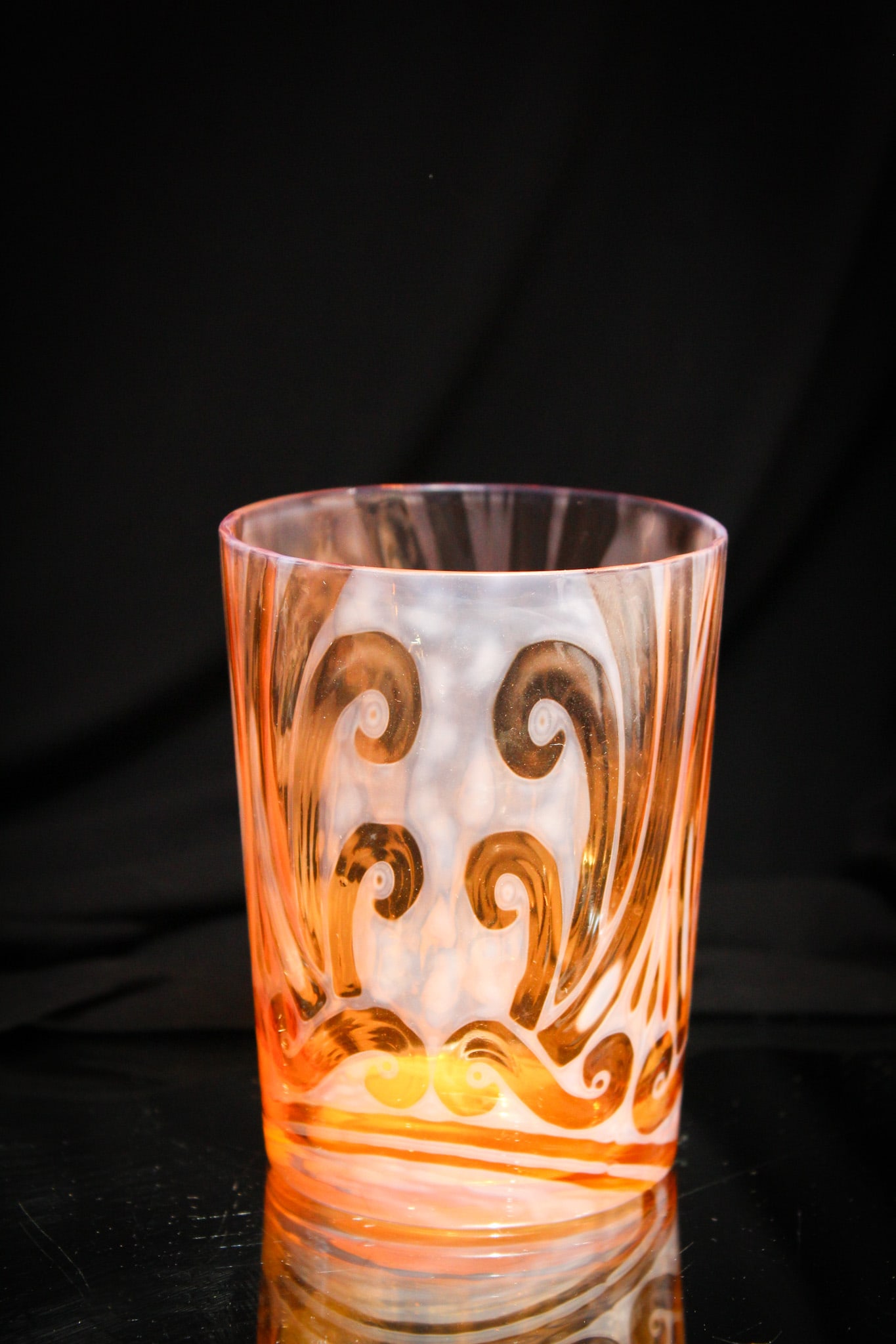 Rare Victorian Bittersweet Opalescent Glass Tumbler: What a rare tumbler this one is folks! Pastel bittersweet opalescent color. So rare!