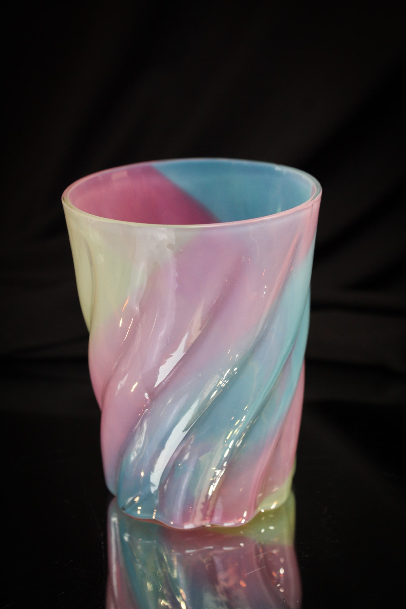 Rainbow Opalescent Victorian Glass Tumbler: Toughie here folks! The color on this tumbler is amazing to say the least. A stand out piece for your collection.